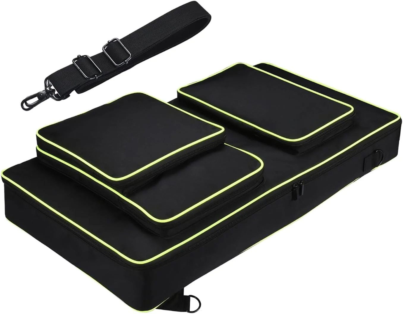 کیف حمل کنترلر دی جی برای پایونیر DJ DDJ-FLX10/DDJ-1000SRT/DDJ-1000، کیف مسافرتی قابل حمل با کمربند و بند شانه، کیف هدفون، کابل (مشکی)