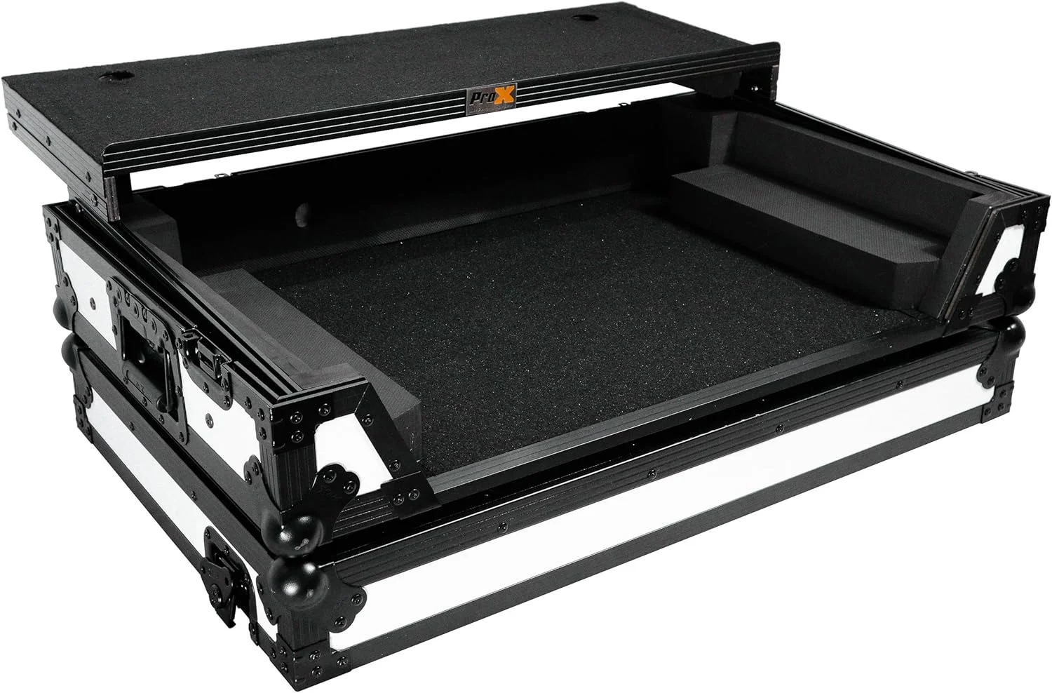 کیف حمل سفری ProX XS-DDJFLX10WLTWH مدل ATA مناسب برای کنترلر DJ پایونیر DDJ-FLX10 به همراه جای لپ‌تاپ، فضای رک 1U و چرخ - رنگ سفید مشکی