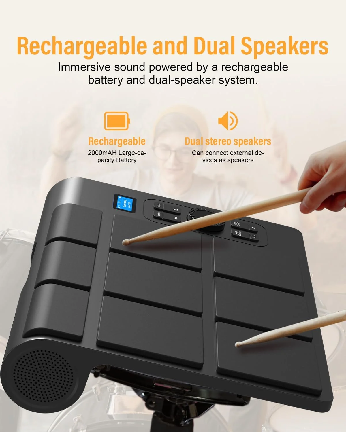 پد درام الکترونیکی 9 پد، ست درام رومیزی الکترونیکی، کیت درام دیجیتال قابل حمل با حساسیت به ضربه، چراغ های پد درام LED، پشتیبانی از MIDI Mac و PC، هدیه ایده آل برای مبتدیان پد درام الکترونیکی 9 پد، ست درام رومیزی الکترونیکی، کیت درام دیجیتال قابل حمل با حساسیت به ضربه، چراغ های پد درام LED، پشتیبانی از MIDI Mac و PC، هدیه ایده آل برای مبتدیان