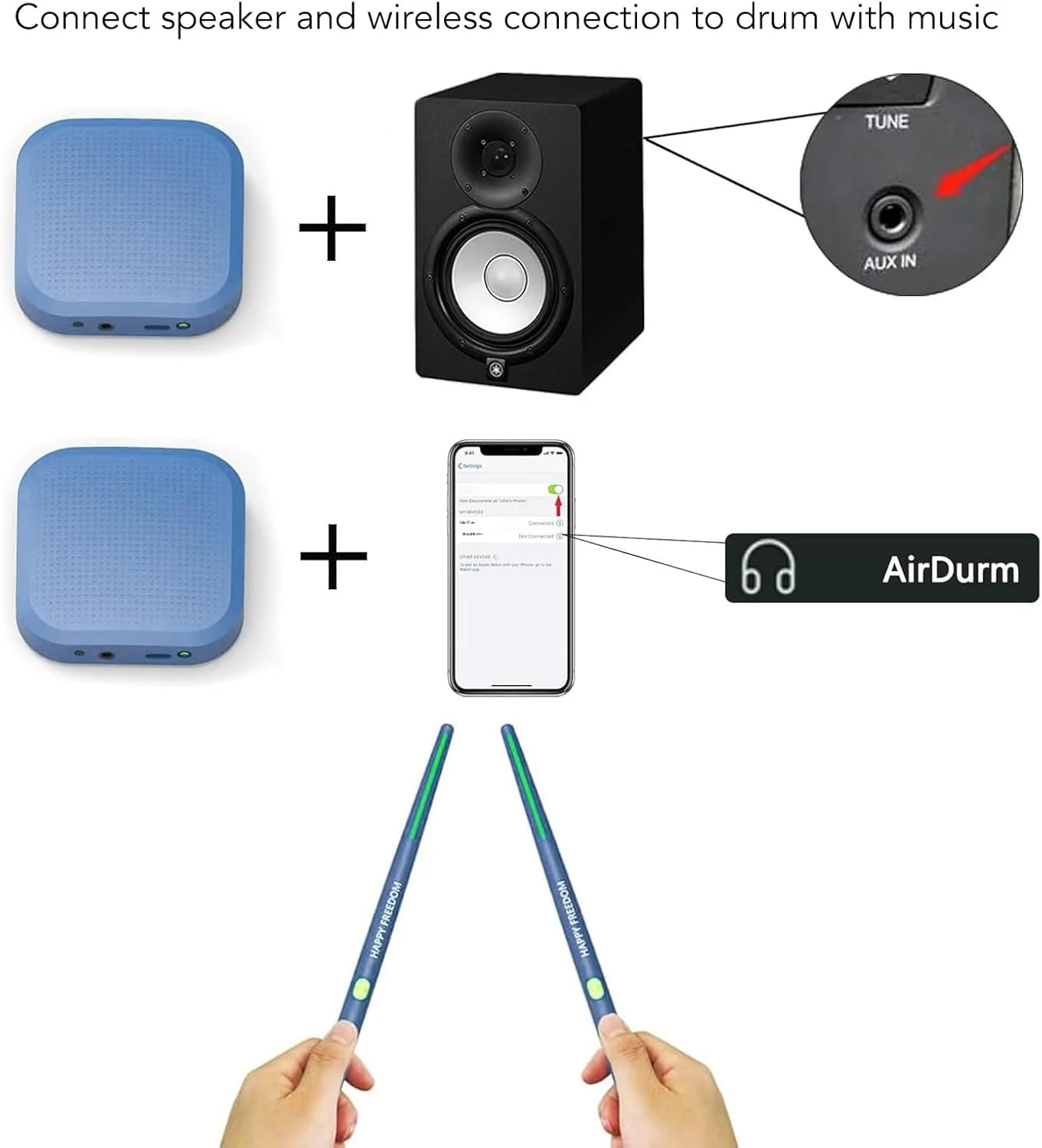 ست درام مجازی قابل حمل، کیت چوب درام مجازی RGB، حسگر حرکتی سه بعدی بدون تاخیر با 8 صدای مختلف، ست درام هوایی الکترونیکی قابل حمل برای خانه ست درام مجازی قابل حمل، کیت چوب درام مجازی RGB، حسگر حرکتی سه بعدی بدون تاخیر با 8 صدای مختلف، ست درام هوایی الکترونیکی قابل حمل برای خانه