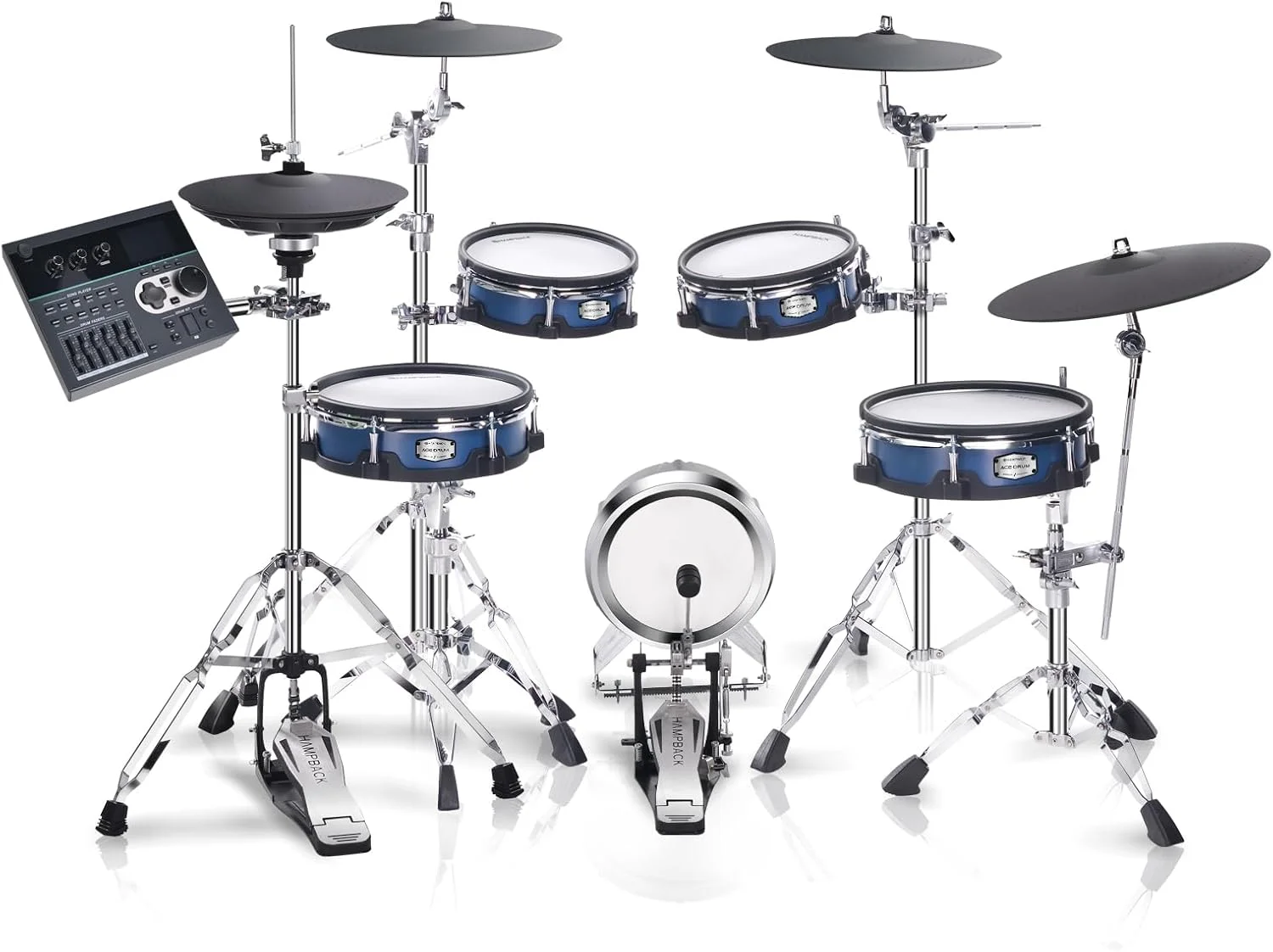 ست درام الکترونیکی ACE-970 با پدهای مشبک دولایه، سنج چوک‌دار، پایه مستقل های-هت، بازسازی صدای درام معتبر و حس پرکاشن، ماژول صدای بلوتوث، مناسب برای نوازندگان حرفه‌ای