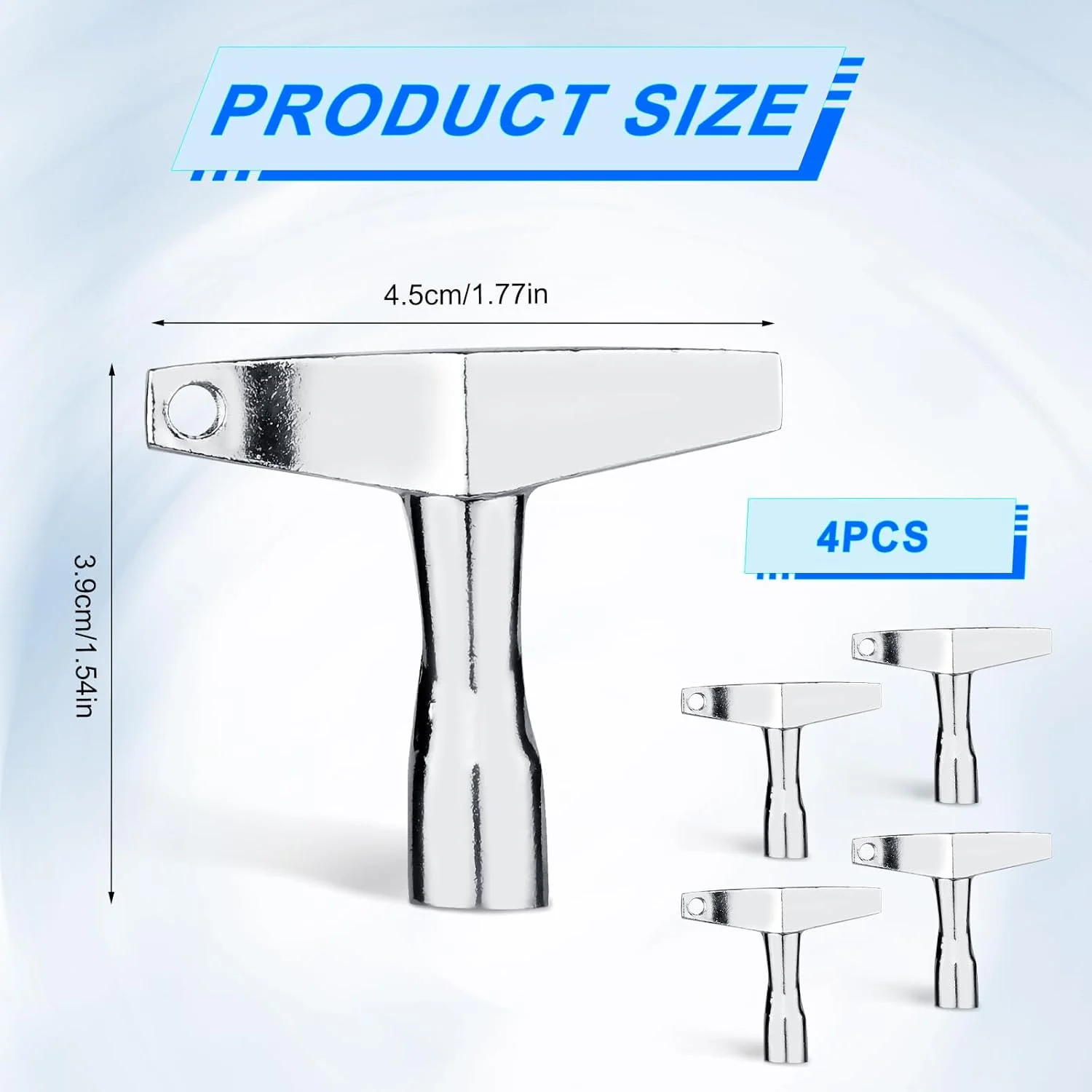 ابزار کلید کوک درام 4 عددی، کلید کوک درام با دسته ارگونومیک برای درام های آکوستیک و الکترونیکی، ابزار کلید سخت افزاری فلزی (چهار ضلعی)