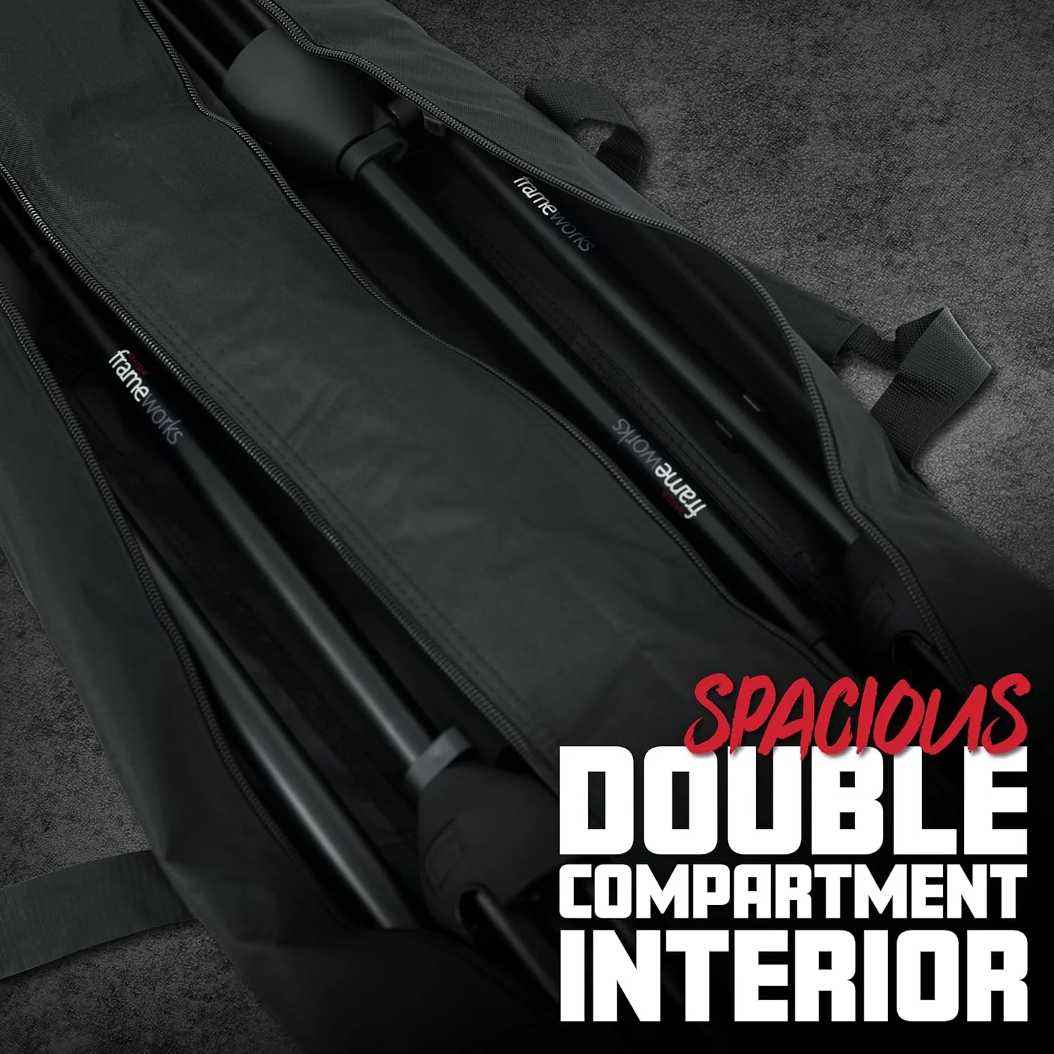 کیف حمل پایه با دو محفظه گیتور کیسز با فضای داخلی 50 اینچی; مناسب برای نگهداری پایه های بلندگو، میکروفون یا نورپردازی (GPA-SPKSTDBG-50DLX)