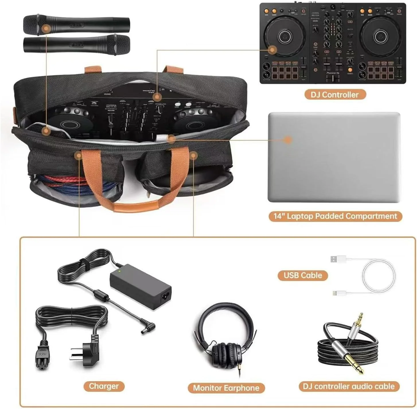 کیف محافظ کنترلر DJ فافیسی 22 اینچی مناسب برای DDJ FLX4/SB3/SB2/400/RB با فوم و بند شانه ای، ابعاد 55.88x29.21x17.78 سانتی متر