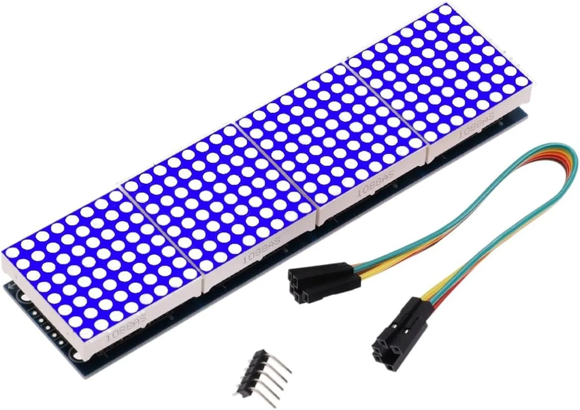آبی | ماژول نمایشگر میکروکنترلر LED مدل Max7219 با 4 نمایشگر در یک ماژول به همراه سیم 5 پین، ولتاژ کاری 5 ولت برای DIY ماتریس نقطه ای 8X8، قطعه الکترونیکی جایگزین جدید 2026 برای OEM