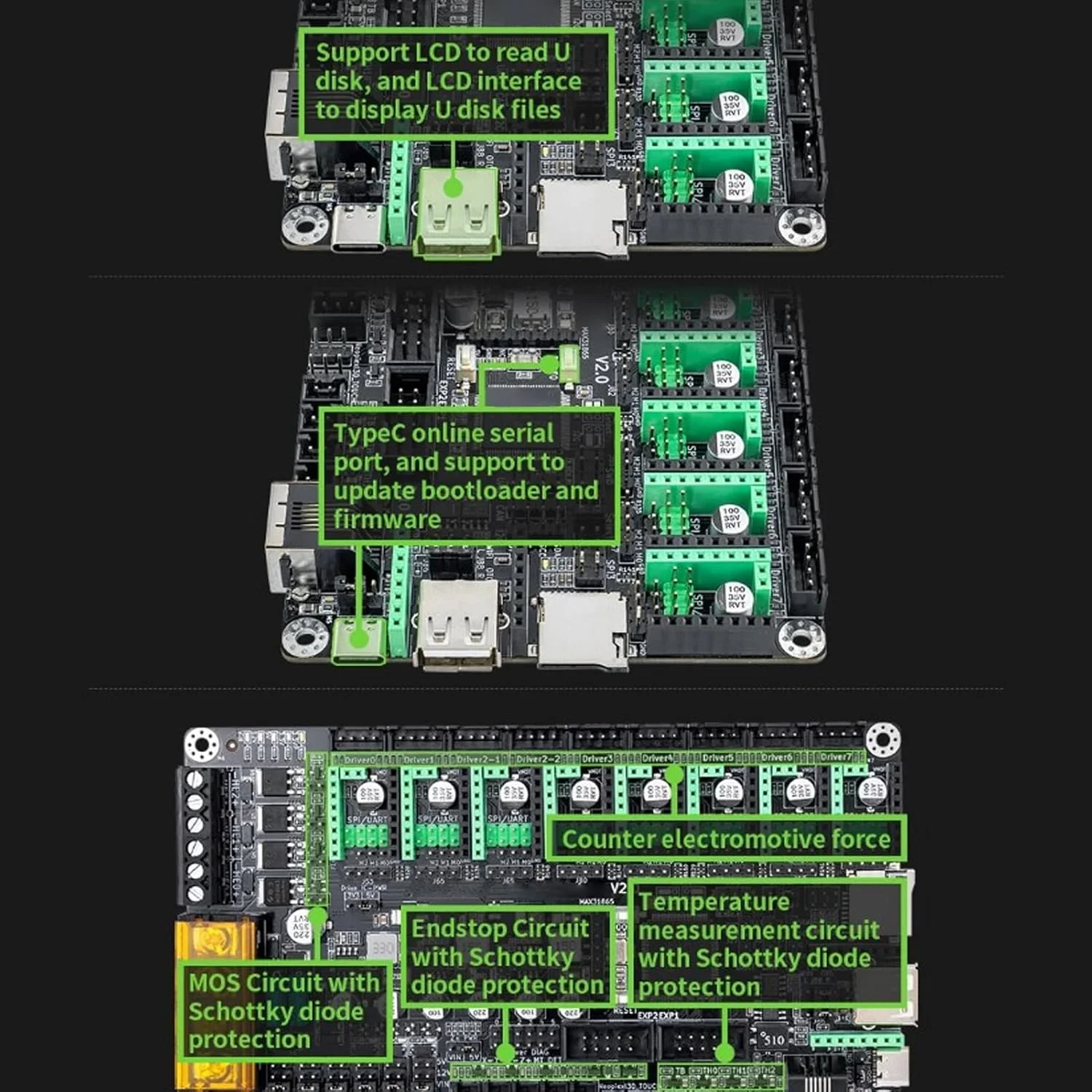 برد کنترل پرینتر سه بعدی LiebeWH، درایور استپر TMC2209، 168 مگاهرتز، DC12-24V برای مادربرد MKS برای جایگزینی، LiebeWH7pv1ugbidt