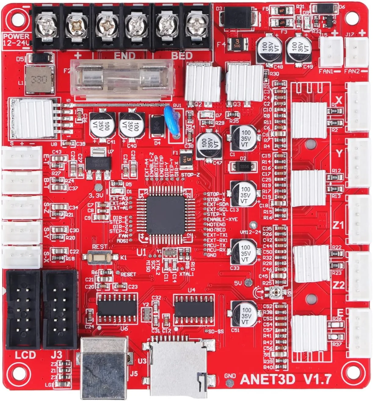 ماژول برد کنترل مادربرد پرینتر سه بعدی با رابط USB، درایور موتور خنک کننده و منبع تغذیه برای مادربرد پرینتر سه بعدی Anet E12