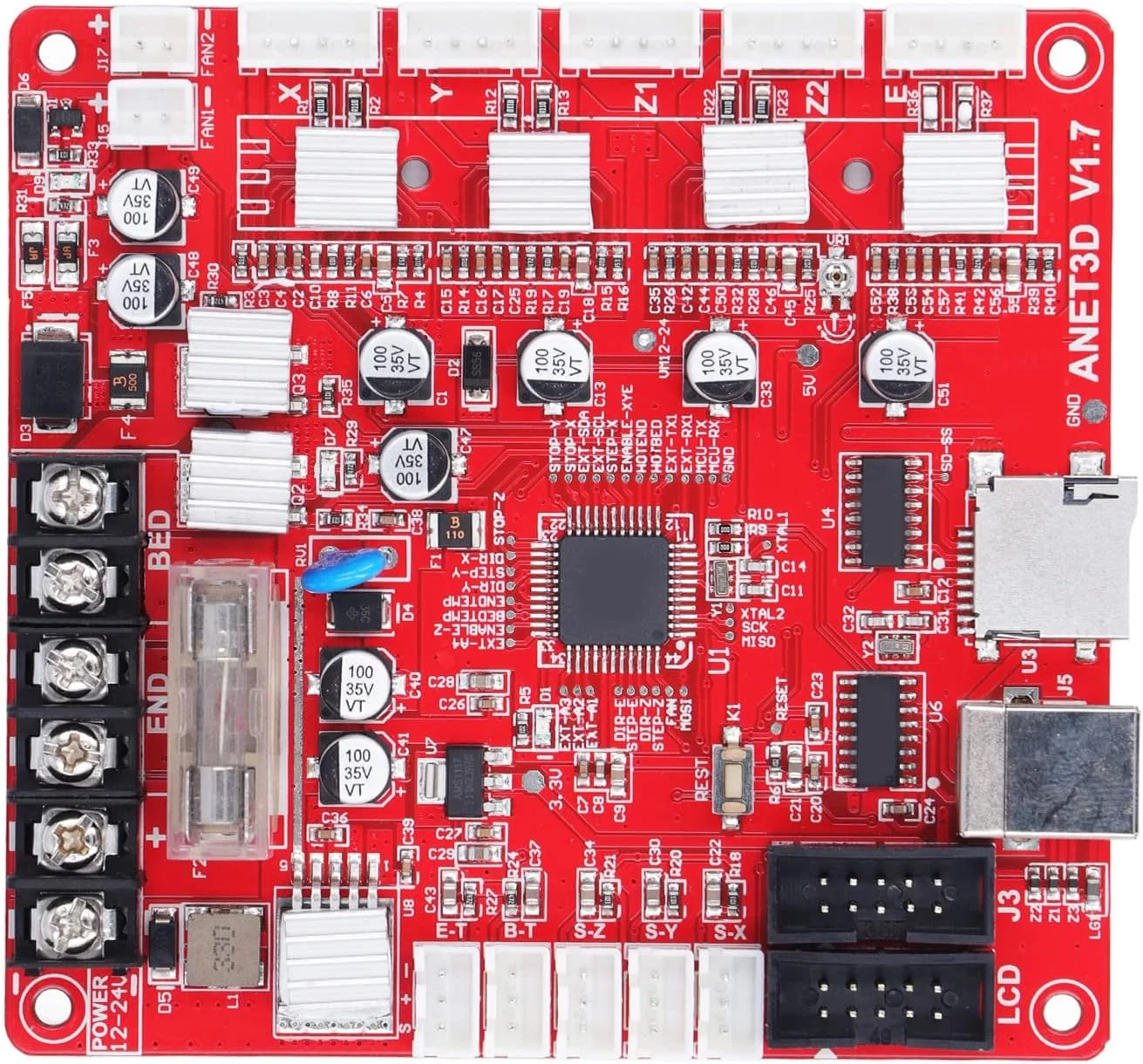 ماژول برد کنترل مادربرد پرینتر سه بعدی با رابط USB، درایور موتور خنک کننده و منبع تغذیه برای مادربرد پرینتر سه بعدی Anet E12 ماژول برد کنترل مادربرد پرینتر سه بعدی با رابط USB، درایور موتور خنک کننده و منبع تغذیه برای مادربرد پرینتر سه بعدی Anet E12