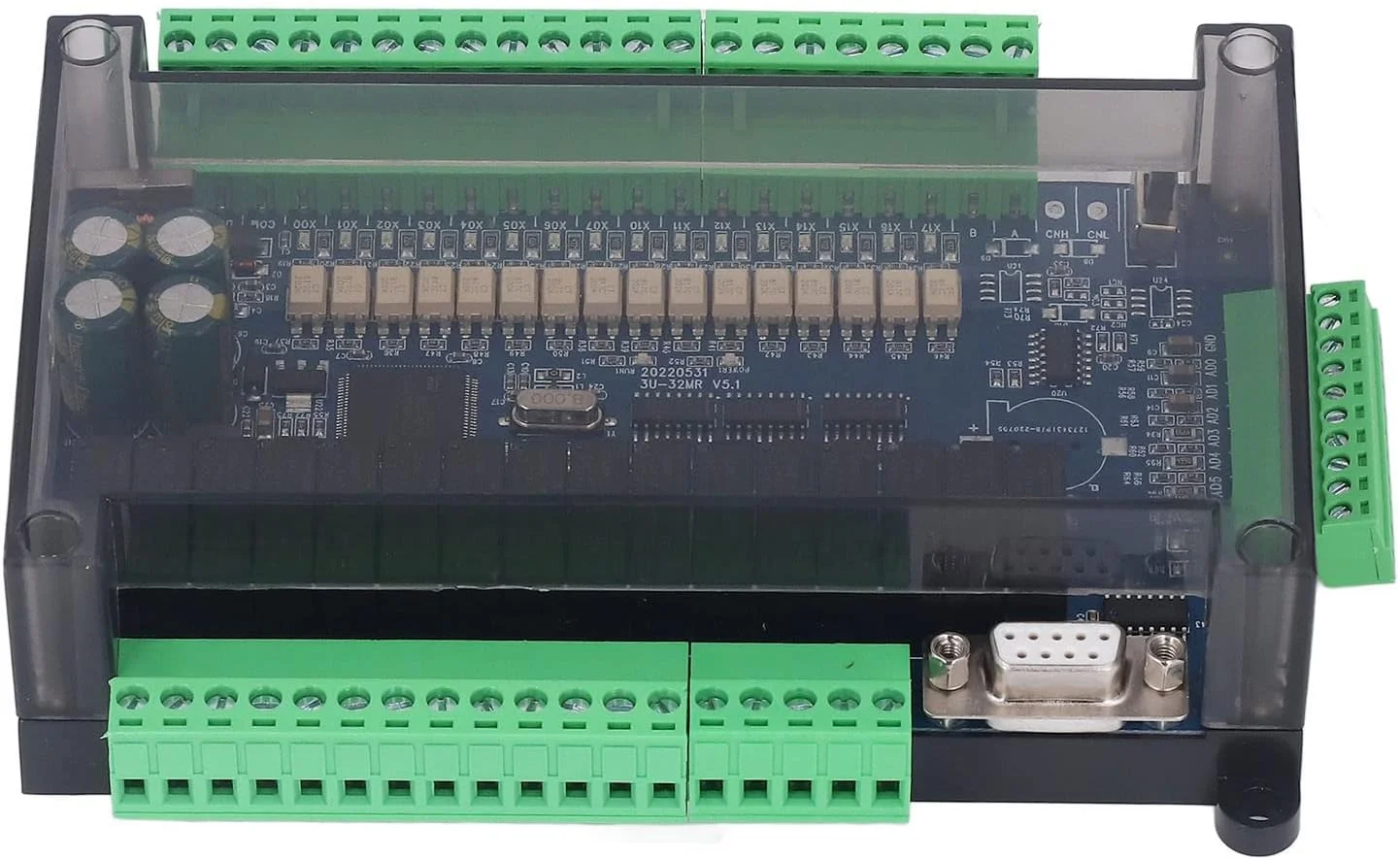 برد کنترل صنعتی PLC کنترلر قابل برنامه ریزی 16 ورودی 16 خروجی 6AD 2DA آنالوگ شمارش سریع اتصال صفحه نمایش RS485 برای اتوماسیون صنعتی چاپ شیمیایی
