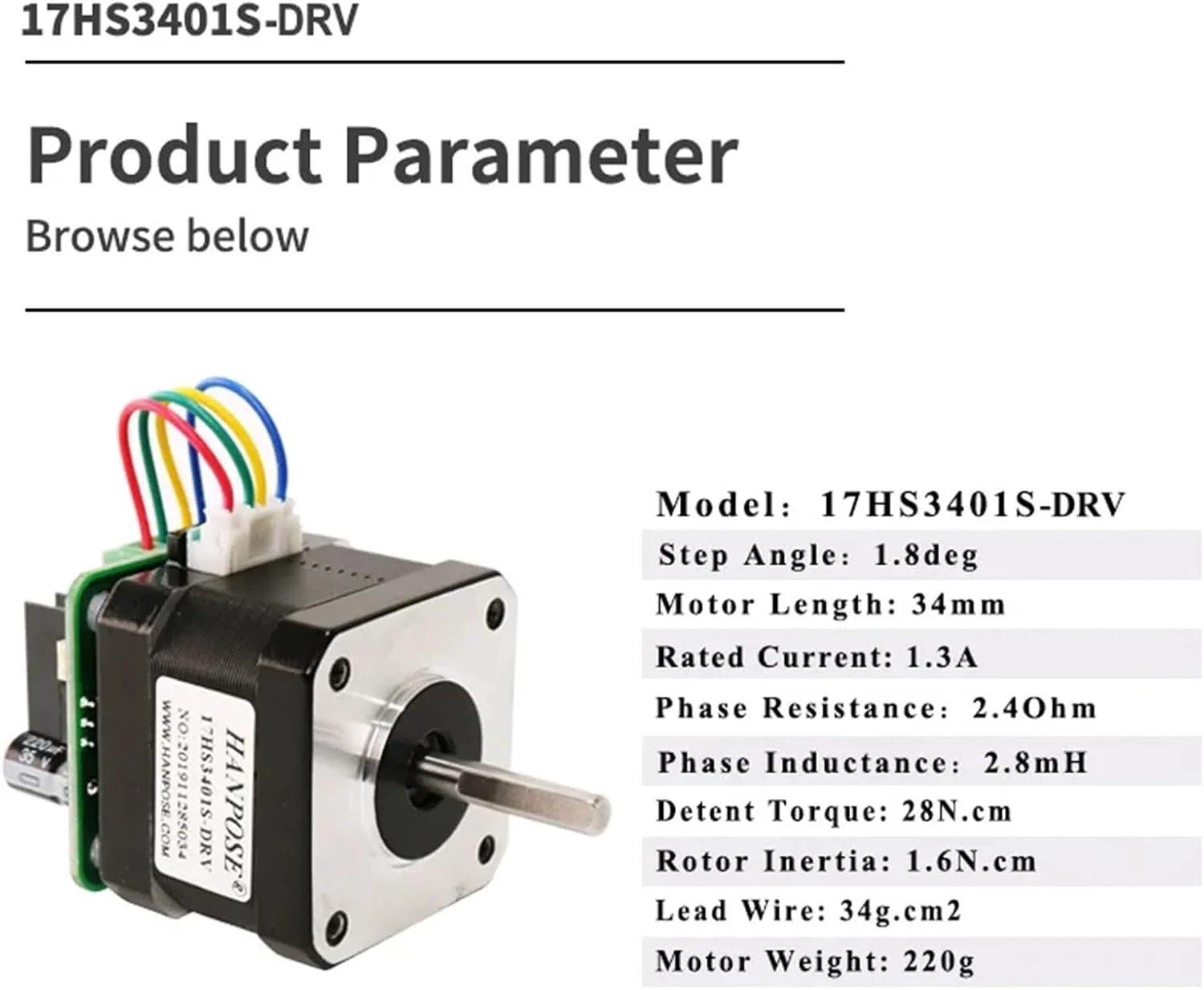کنترلر یکپارچه درایور موتور NEMA17، 1.3 آمپر، 28N.CM مدل 17HS3401S-DRV، برد کنترل برای تجهیزات مانیتورینگ پرینتر سه بعدی، 5 عدد کنترلر یکپارچه درایور موتور NEMA17، 1.3 آمپر، 28N.CM مدل 17HS3401S-DRV، برد کنترل برای تجهیزات مانیتورینگ پرینتر سه بعدی، 5 عدد