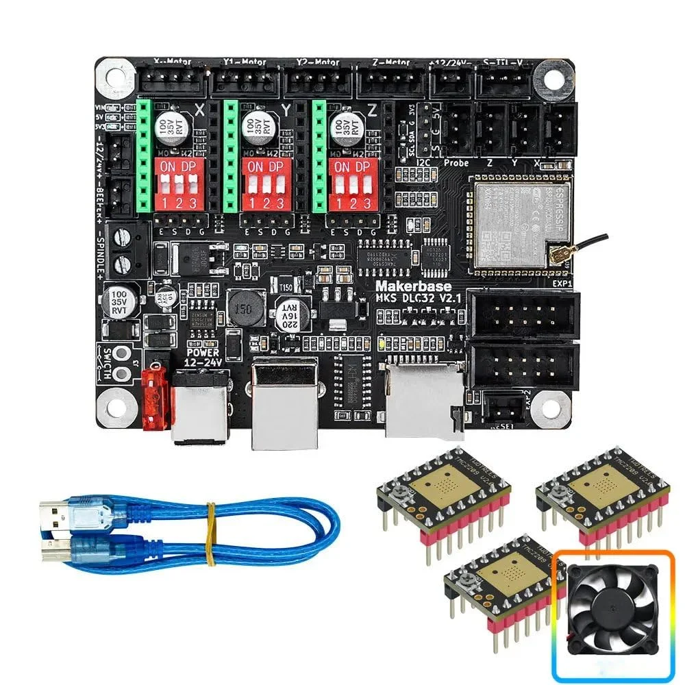 کنترلر آفلاین Makerbase MKS DLC32 V2.1، 32 بیتی ESP32 WiFi با صفحه لمسی TFT برای دستگاه حکاکی لیزری رومیزی (مدل 8)