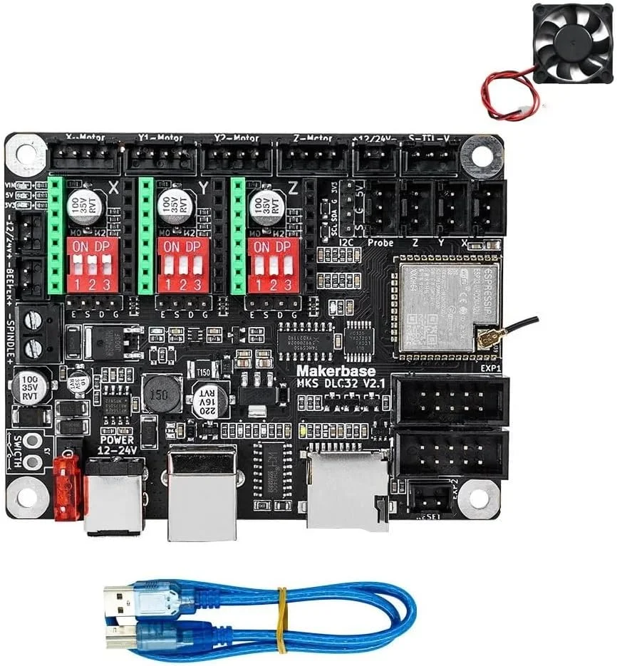 MKS DLC32 v2 کنترلر آفلاین وای فای 32 بیتی GRBL با نمایشگر LCD مدل TS35-R، کیت ارتقاء CNC3018 MAX PRO برای دستگاه حکاکی لیزری CNC (Suit-1)