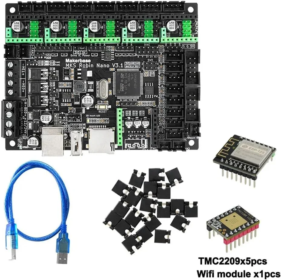 برد اصلی کنترلر MKS Robin Nano V3.1 32bit 168MHz به همراه صفحه نمایش لمسی TS35 و ماژول WiFi و درایور TMC2209