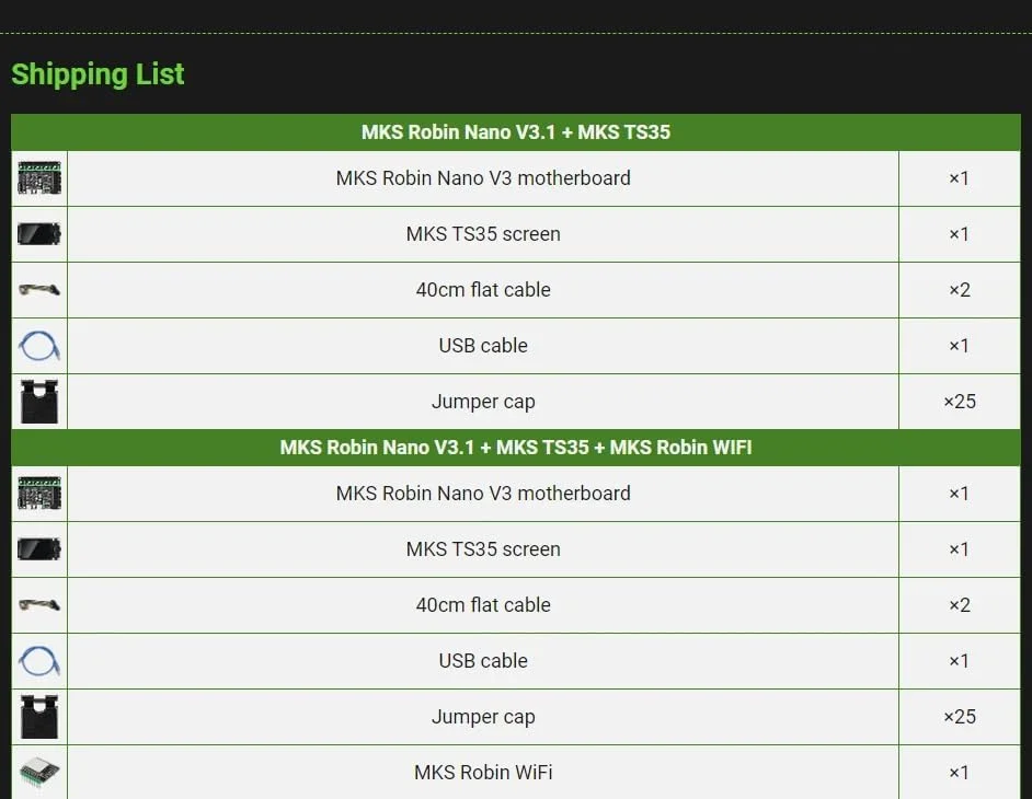 برد اصلی کنترلر MKS Robin Nano V3.1 32bit 168MHz به همراه صفحه نمایش لمسی TS35 و ماژول WiFi و درایور TMC2209