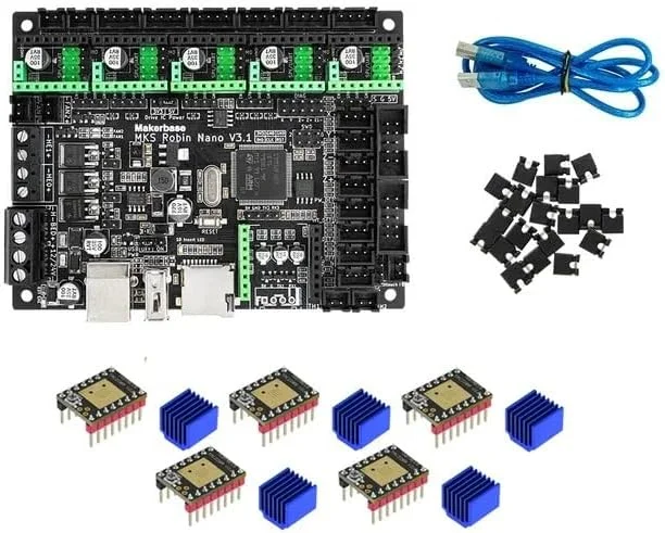 برد اصلی کنترلر MKS Robin Nano V3.1 32 بیتی 168 مگاهرتز به همراه صفحه نمایش لمسی TS35 و ماژول WiFi و درایور TMC2209 مناسب برای محور Z دوگانه
