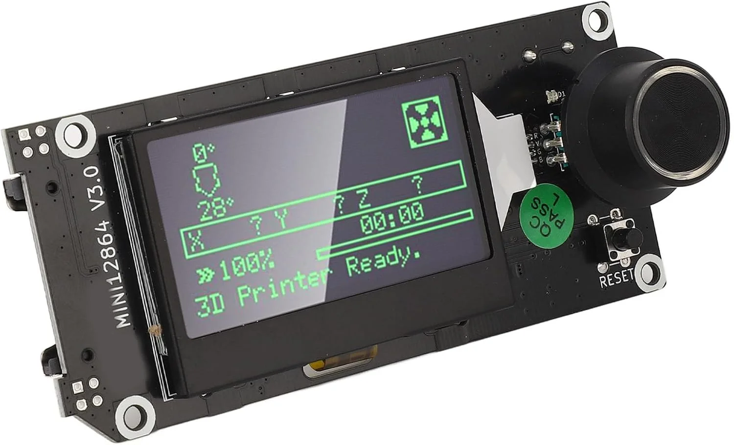 برد کنترل نمایشگر گرافیکی هوشمند LCD مدل Mini12864 V3 V3.0 به همراه کابل، محل کارت حافظه، پایه نگهدارنده و سیم