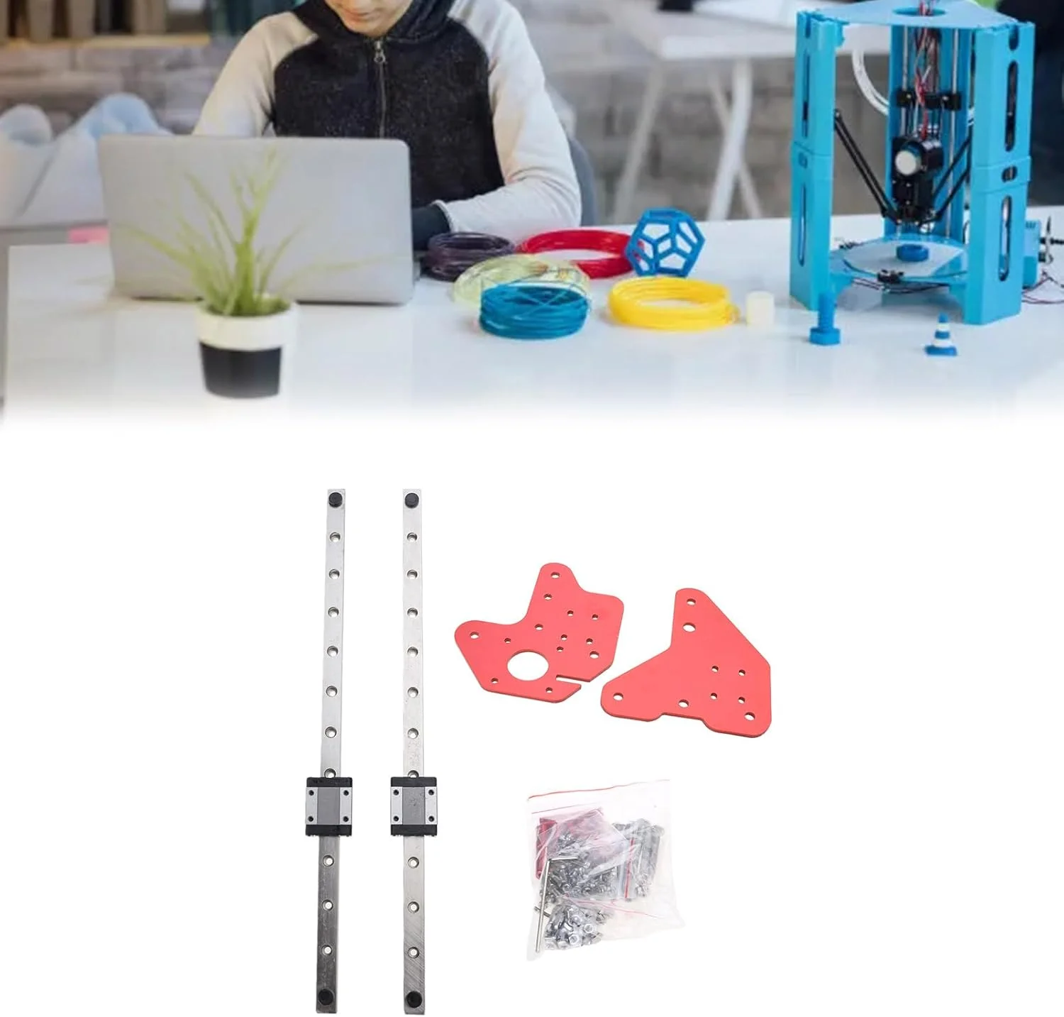 ریل های خطی محور Z مدل MGN12C به همراه براکت نصب صفحه ثابت برای Ender-3/3Pro/Ende-3 V2 CR10/10S