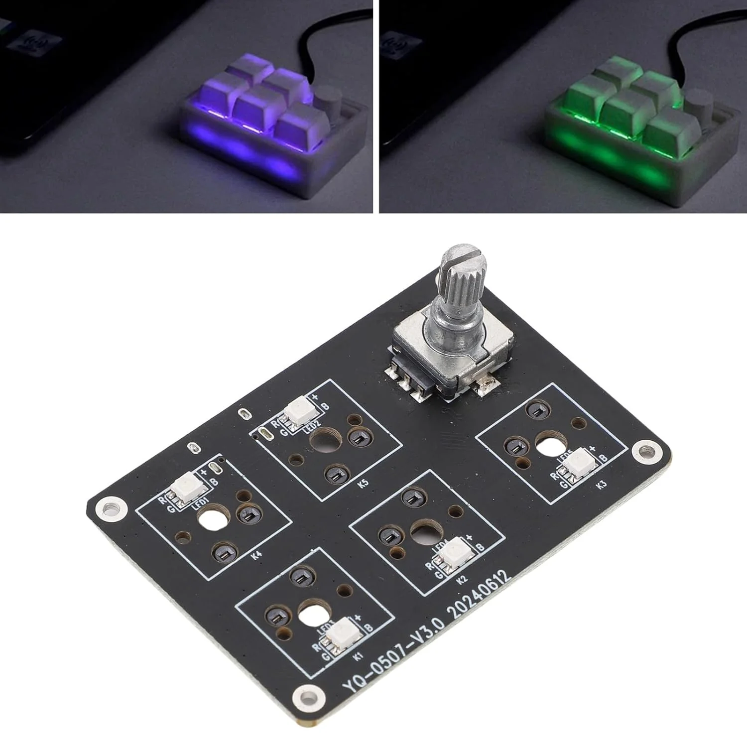 کیپد ماکرو 5 کلیدی Eujgoov، کیبورد مکانیکی قابل برنامه ریزی با سوییچ های قابل تعویض، نور RGB 6 رنگ و دکمه چرخشی برای پرینتر سه بعدی