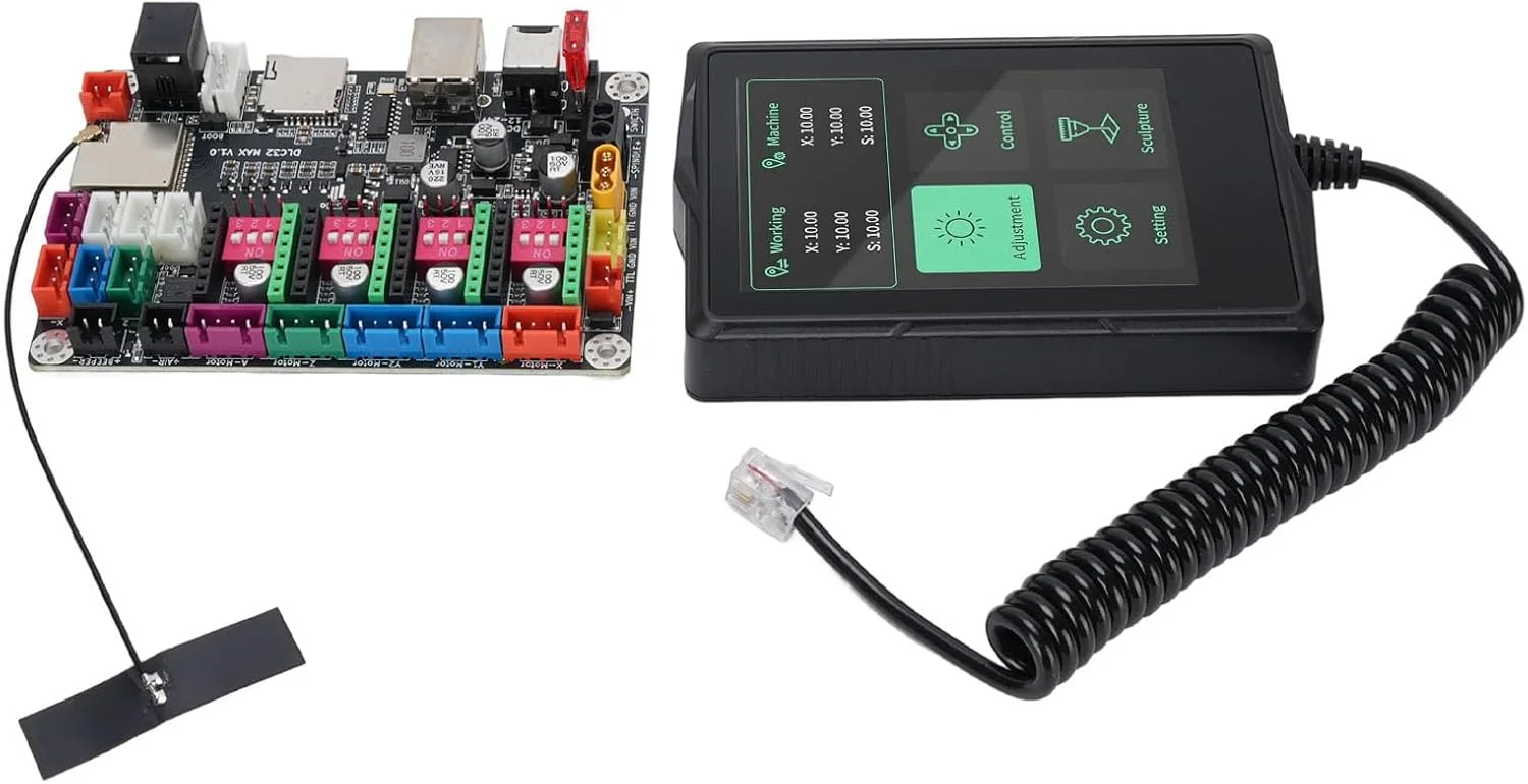 برد کنترلر حکاکی CNC 60W برای ESP32-S3 با صفحه لمسی 3.5 اینچی، پشتیبانی از حکاکی آفلاین، مناسب برای بردهای کنترل سه بعدی مختلف، عملکرد بدون سنسور