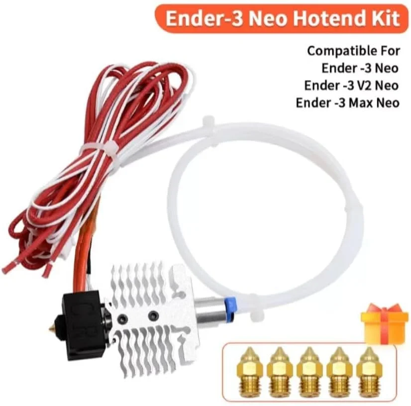 کیت هات اند سه بعدی Ender-3 V2 Neo/Ender-3 Max Neo، بلوک گرمکن، روکش سیلیکونی، هدیه اورجینال به همراه پنج نازل برنجی
