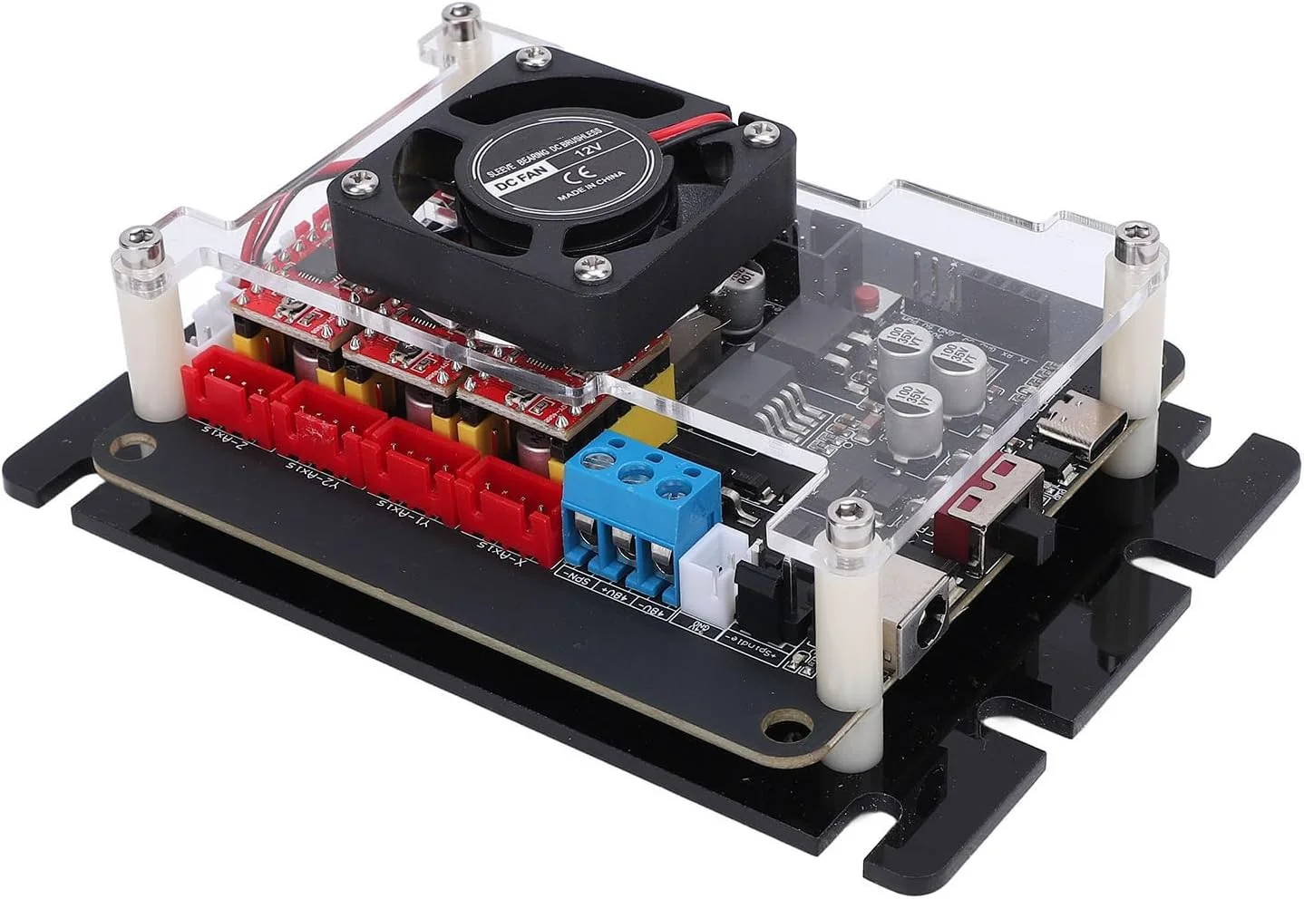 برد کنترل دستگاه حکاکی CNC با فن خنک کننده، محورهای دوگانه Y، برد کنترلر 32 بیتی GRBL برای دستگاه حکاکی PCB آلیاژ آلومینیوم