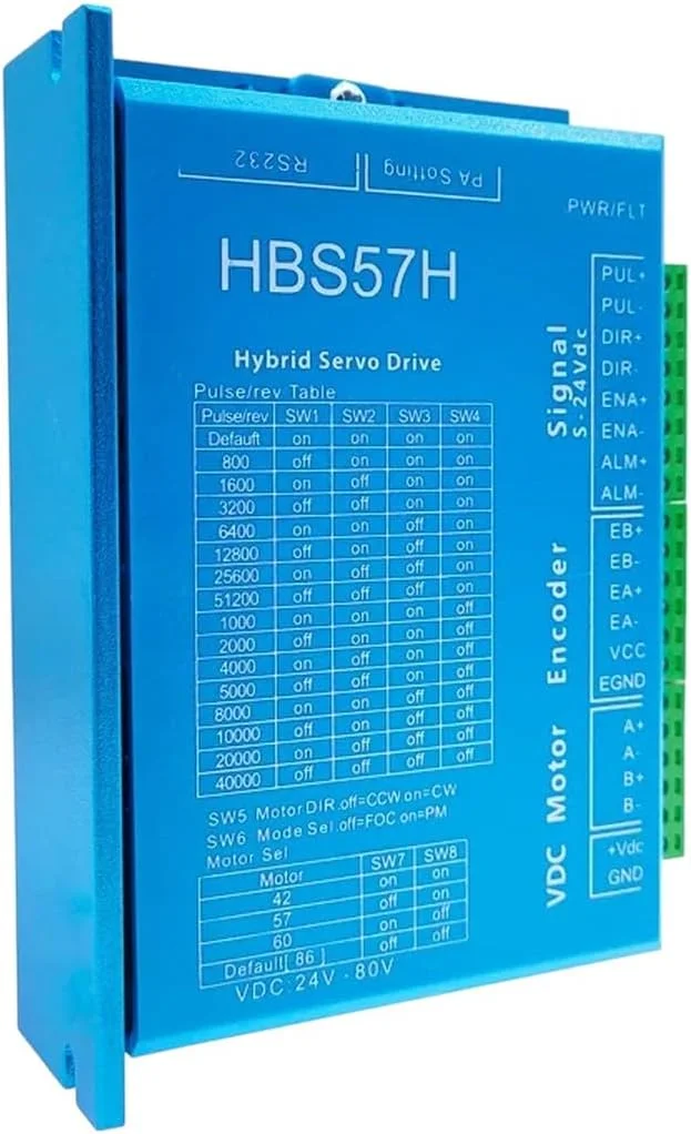 درایور موتور پله‌ای حلقه بسته 24-80VDC RS232 برای CNC Nema23 مدل HBS57H جایگزین برای OEM