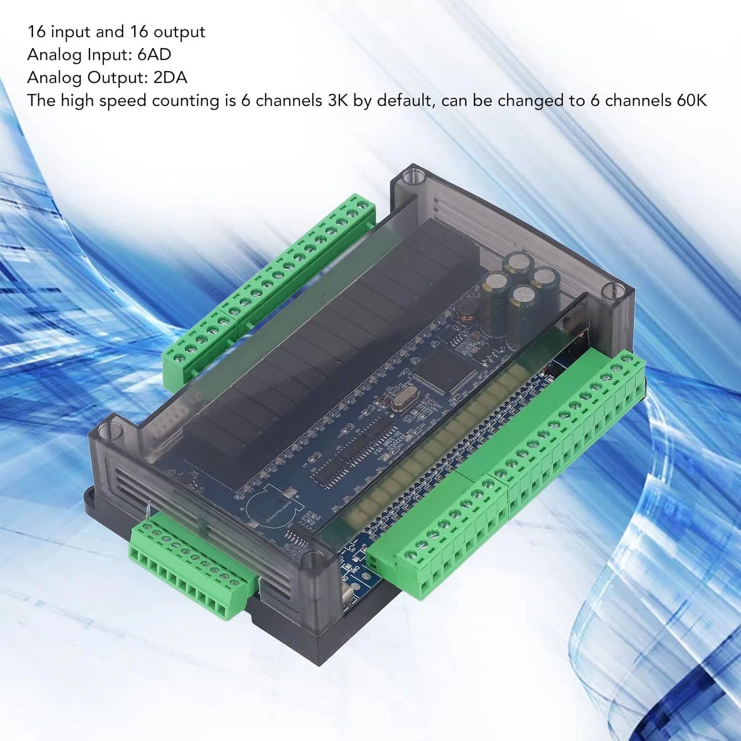 برد کنترل صنعتی PLC کنترلر قابل برنامه ریزی 16 ورودی 16 خروجی 6 راه شمارش سرعت بالا اتصال صفحه نمایش RS485 24VDC برای اتوماسیون صنعتی چاپ پلاستیک