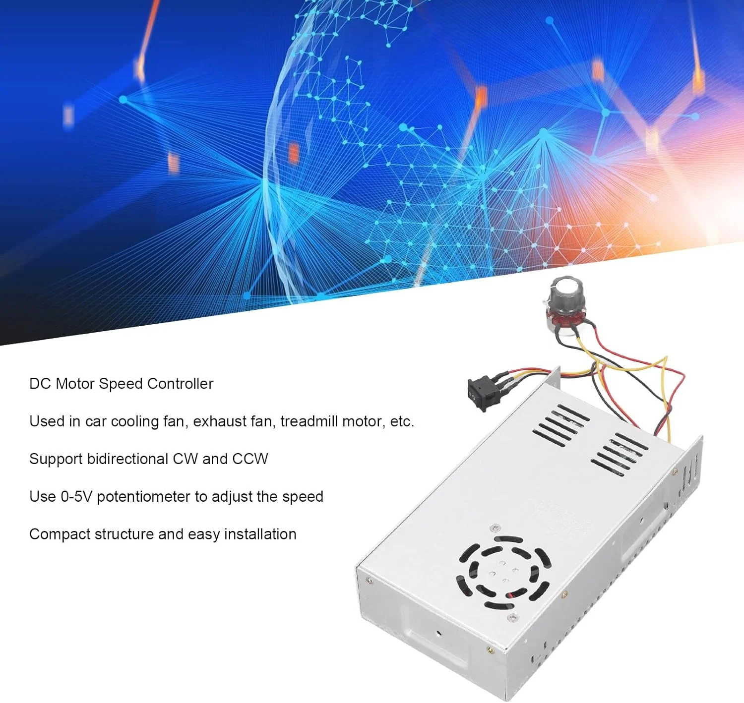 تنظیم کننده سرعت موتور DC12 تا 48 ولت، کنترلر موتور براش CW CCW 200 آمپر توان بالا صنعتی برای نوار نور LED، سیستم امنیتی دوربین، پرینتر سه بعدی