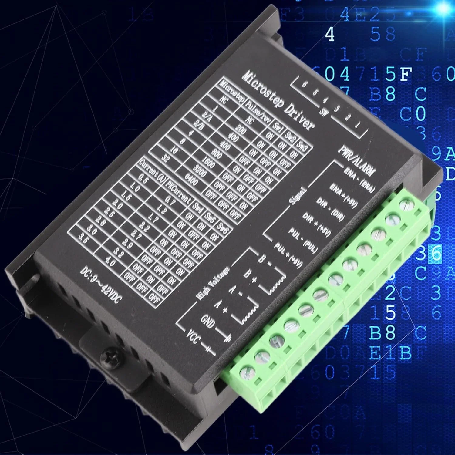 کنترلر درایور موتور پله ای با عملکرد بالا 32 میکرو استپ قابل تنظیم 9-40 ولت DC 160 وات 0.5-4 آمپر خروجی برای ماشین های CNC، پرینترهای سه بعدی، رباتیک 1 عدد
