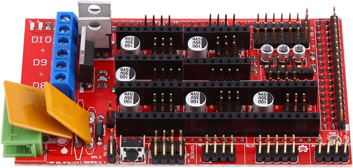 برد کنترلر RAMPS 1.4 برای R3 A4988 به همراه هیت سینک و کابل USB، درایورهای استپر پلاگین، قابلیت های توسعه