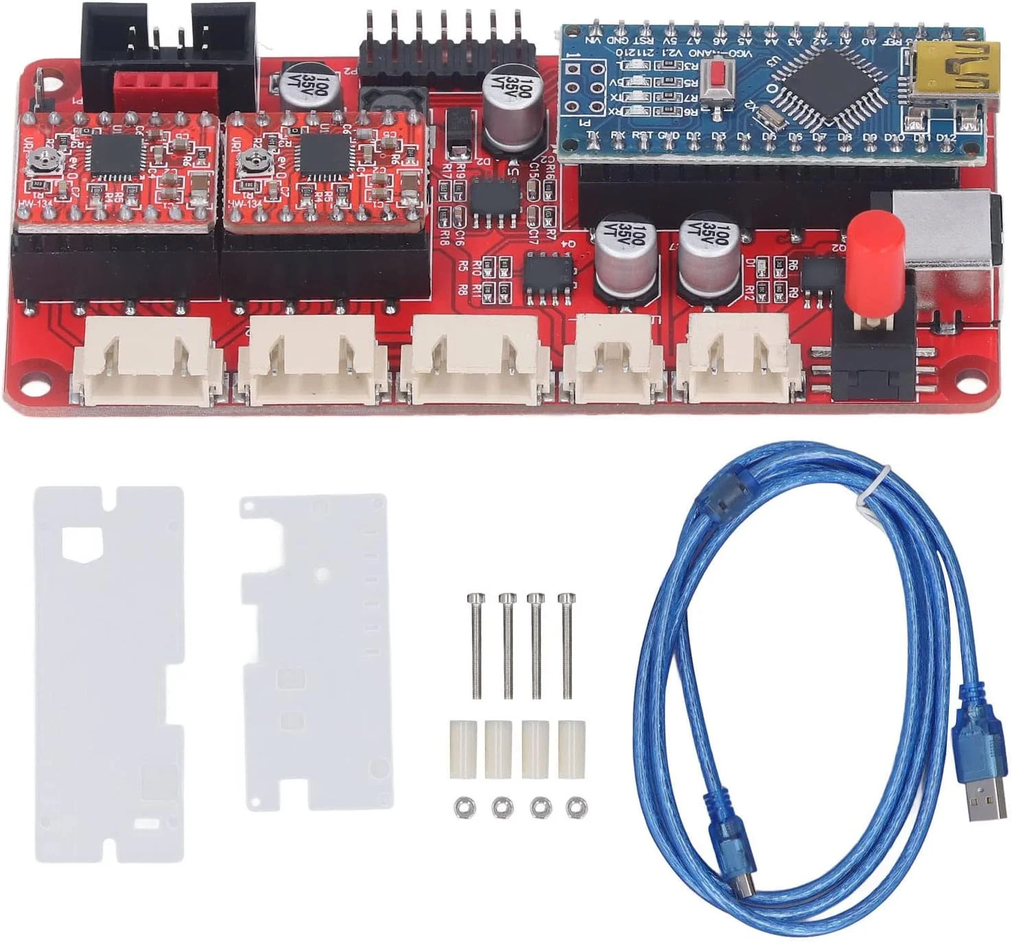 درایور USB کنترلر CNC دو محور، کابل داده USB به 5 پین، درایور موتور پله ای PCB برای حکاکی GRBL Elekscam Vegoengraver