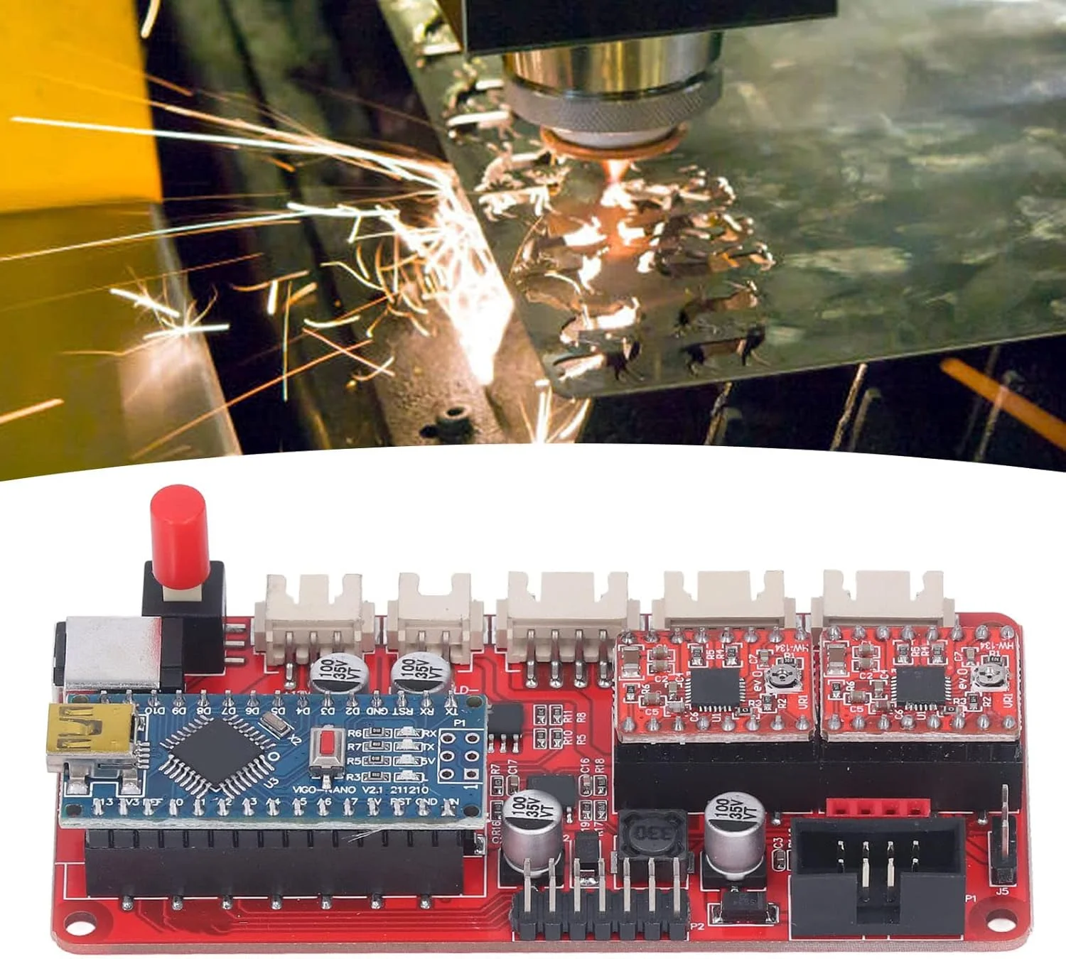 درایور USB کنترلر CNC دو محور، کابل داده USB به 5 پین، درایور موتور پله ای PCB برای حکاکی GRBL Elekscam Vegoengraver