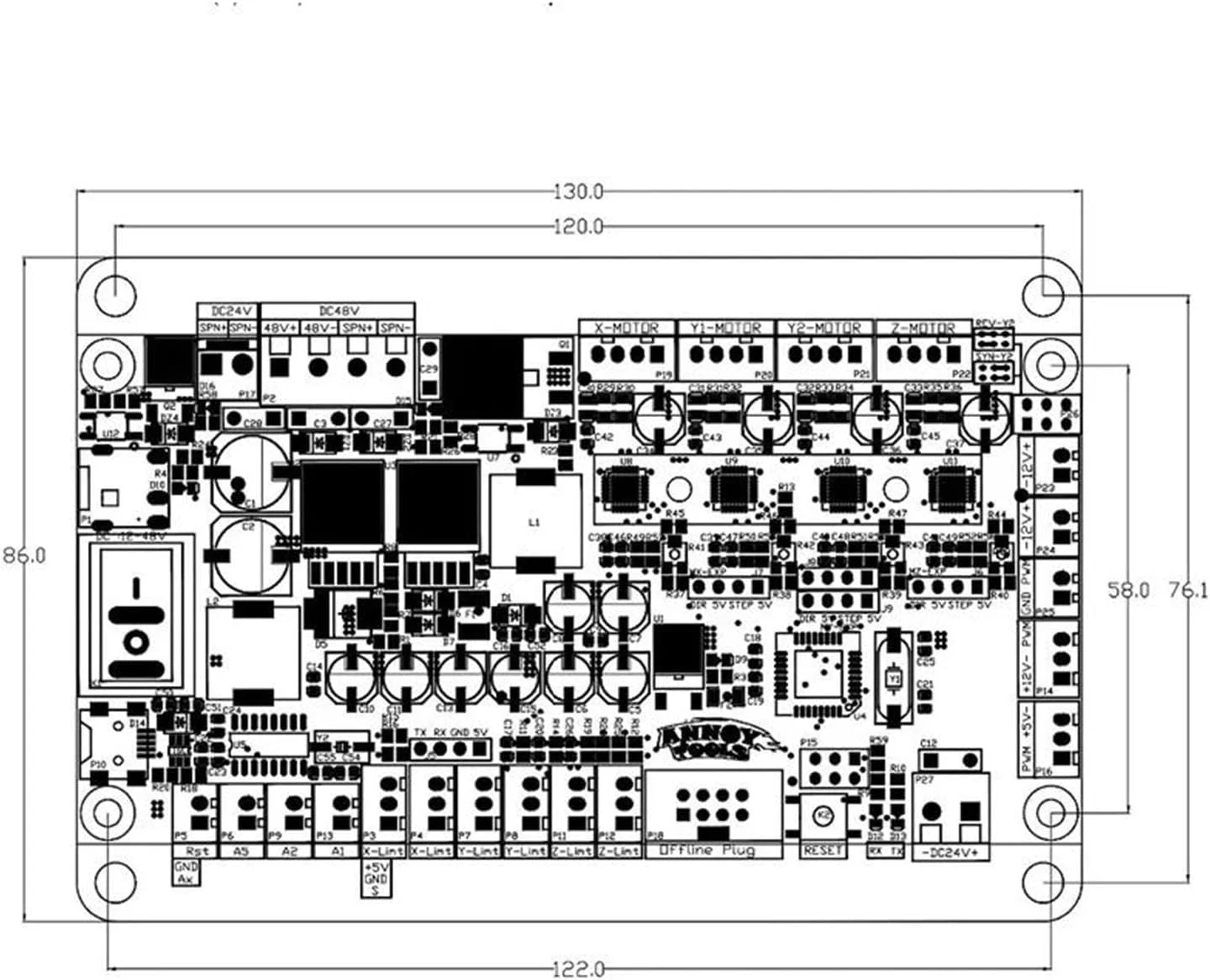 برد کنترلر 3 محوره GRBL 5.2، دقیق، ارتقا یافته و نصب آسان، کنترلر روتر CNC USB برای دستگاه فرزکاری فلز