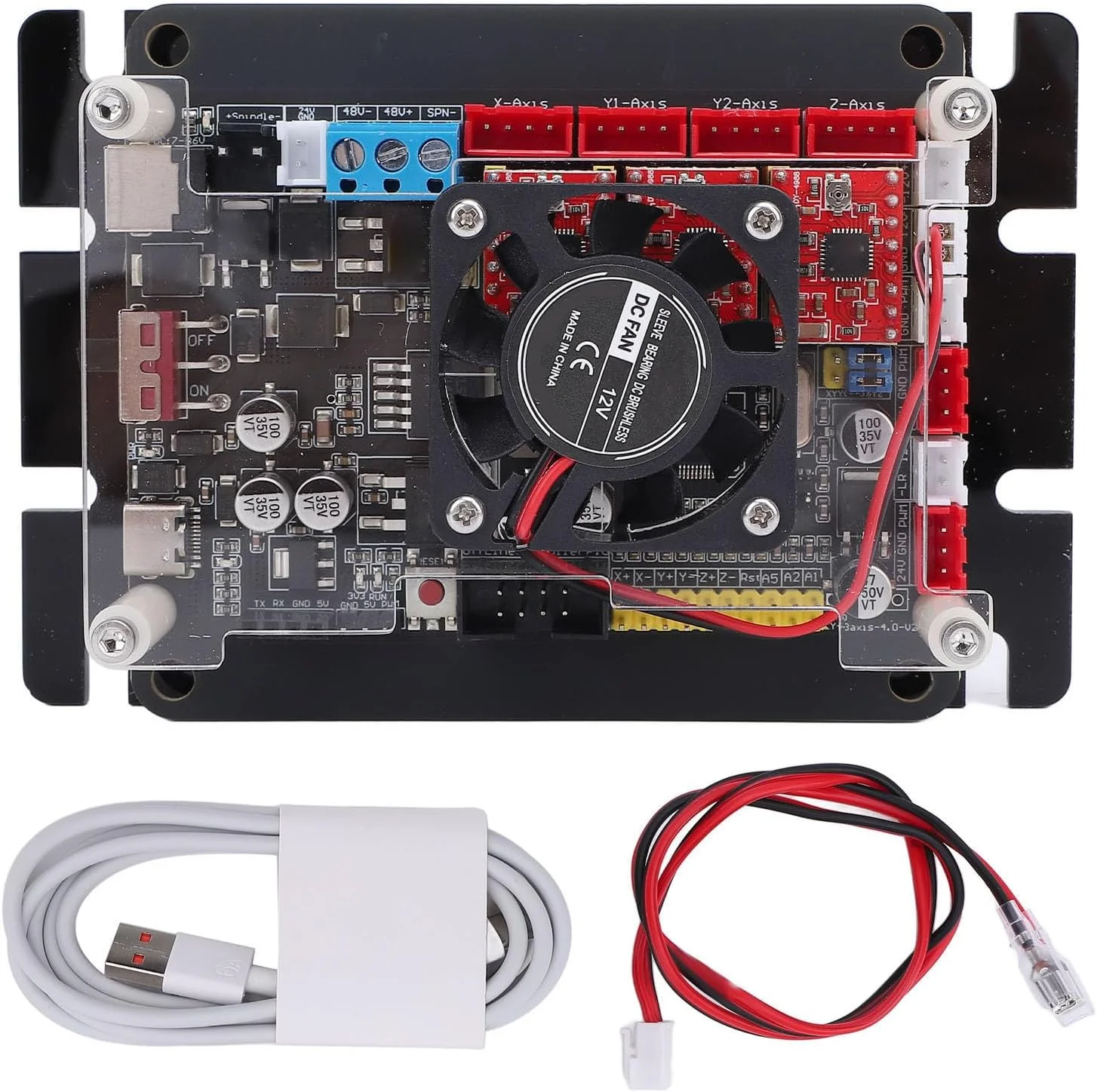 برد کنترلر GRBL، محورهای Y، برد کنترل دستگاه حکاکی سه بعدی برای 2 محور موتور اسپیندل 3 775، درایورهای مجتمع 3 A4988، پشتیبانی از سوئیچ محدود XYZ، رابط پروب