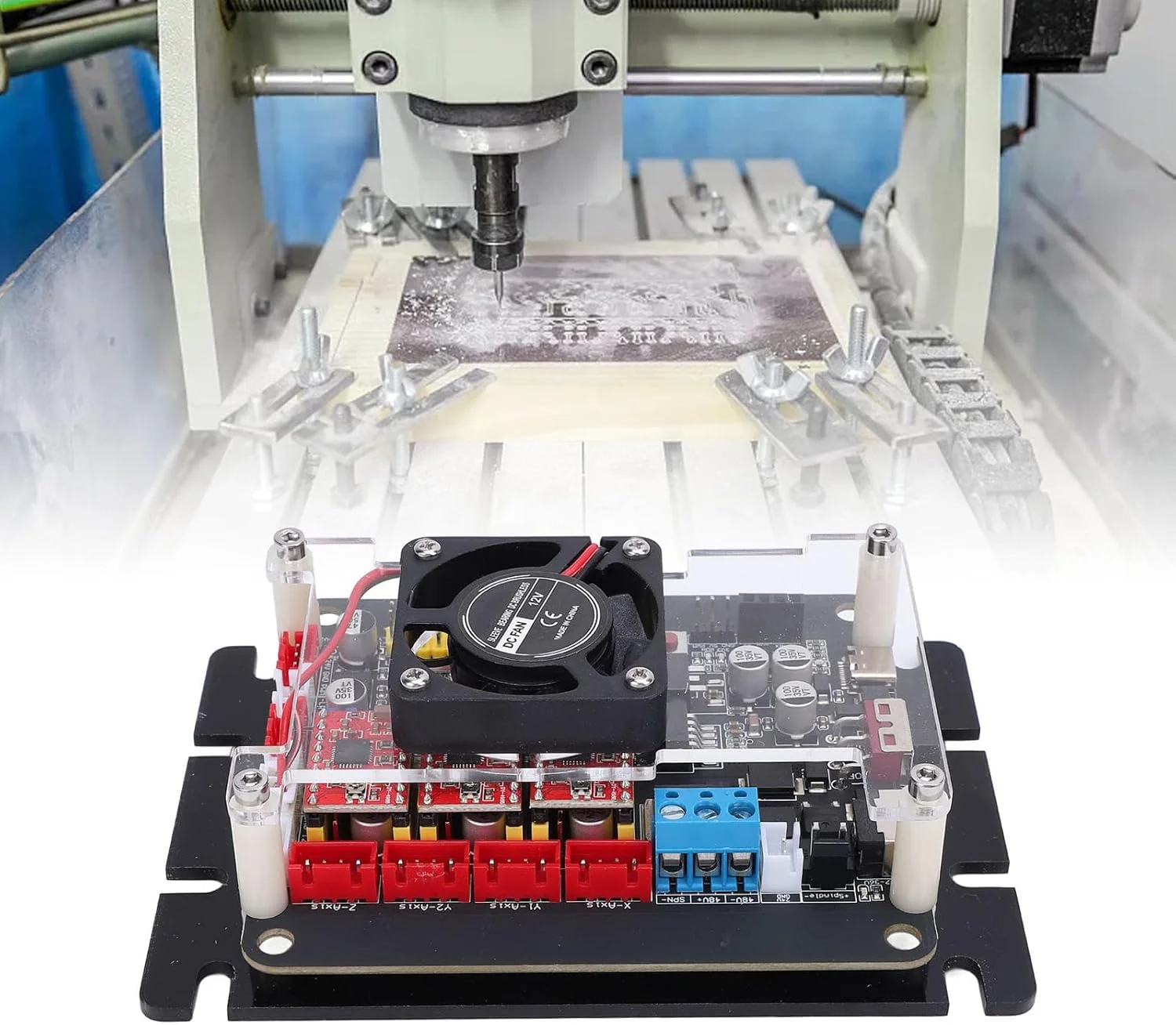 برد کنترلر GRBL، محورهای Y، برد کنترل دستگاه حکاکی سه بعدی برای 2 محور موتور اسپیندل 3 775، درایورهای مجتمع 3 A4988، پشتیبانی از سوئیچ محدود XYZ، رابط پروب