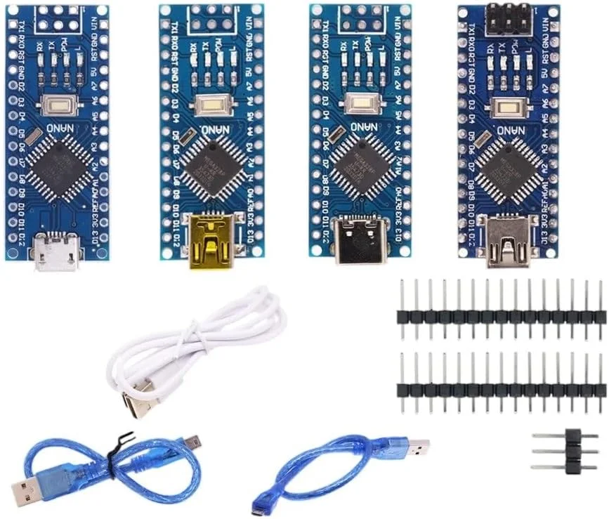 مینی نانو 3.0 کنترلر سازگار با ATmega328P CH340G 5V 16M CH340 درایور USaB به همراه کابل V3.0، قطعه الکترونیکی جدید و بسیار قابل اعتماد با عملکرد دقیق و پایدار (ورژن 2025)