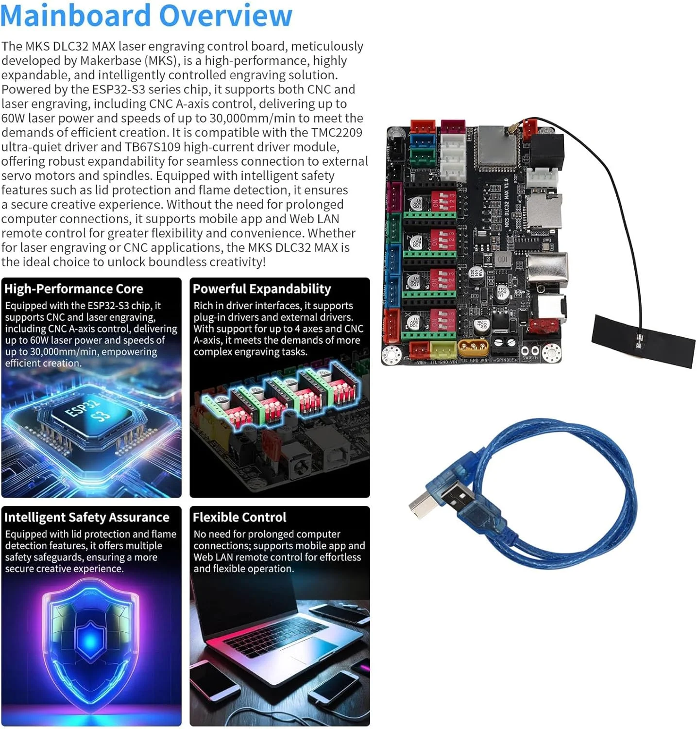 برد کنترلر CNC چهار محور 32 بیتی DC12-24V 10A