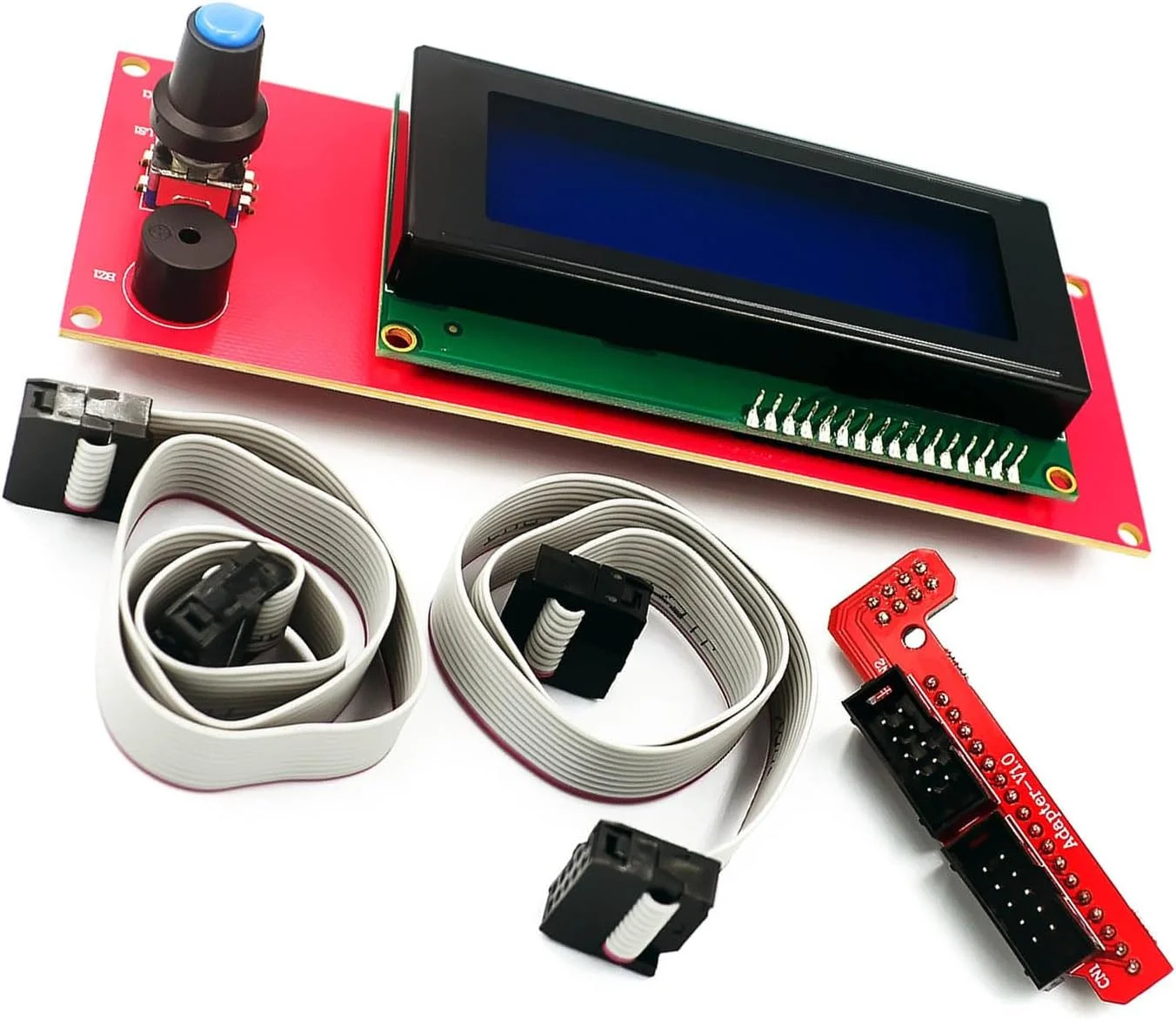 ماژول کنترلر LCD کاراکتری 20x4 با کنتراست بالا و آداپتورها برای سیستم های کنترل پرینتر RAMPS 1.4، کنترلر نمایشگر متن چند خطی