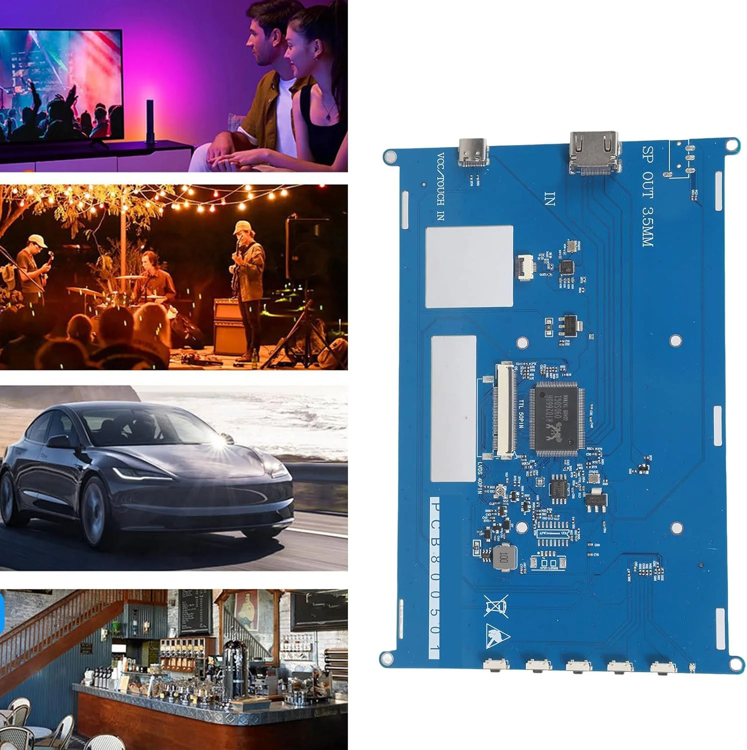 برد درایور کم مصرف 800X480/1024X600 50 پین و پنل کنترل صفحه لمسی خازنی برای کنترلر ال سی دی 4B 3B+