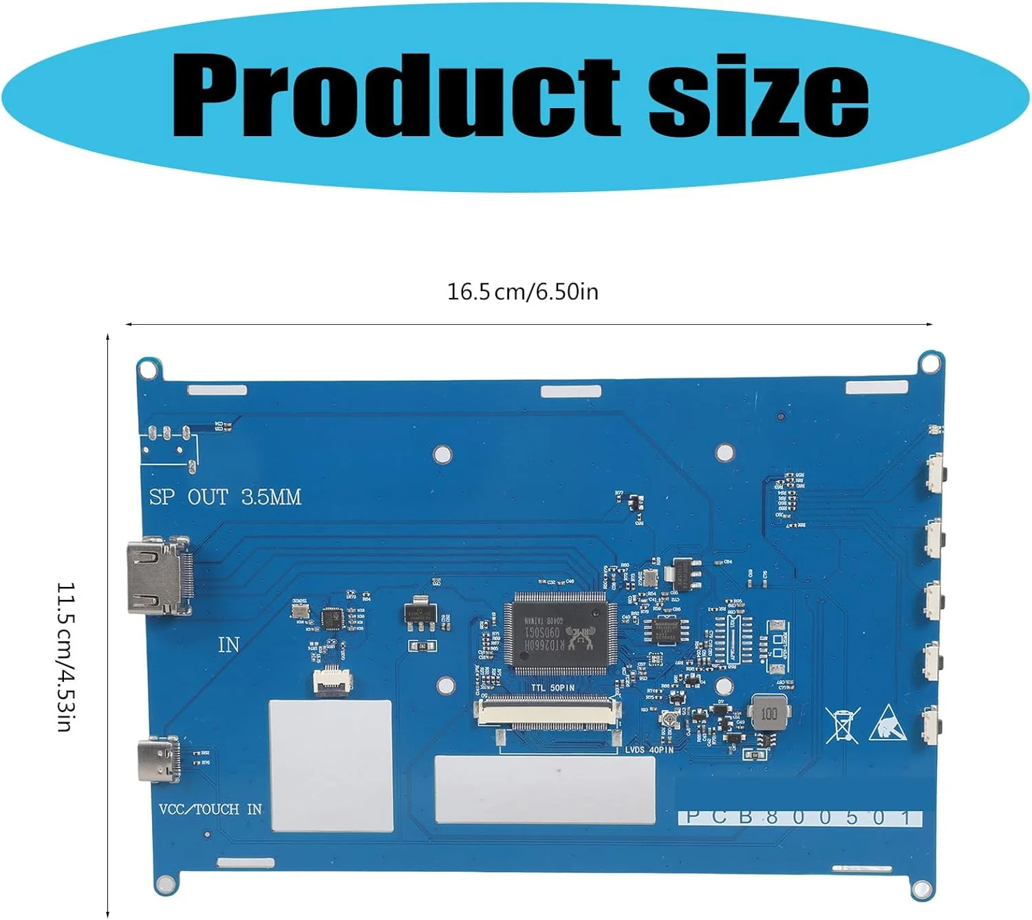 برد درایور کم مصرف 800X480/1024X600 50 پین و پنل کنترل صفحه لمسی خازنی برای کنترلر ال سی دی 4B 3B+