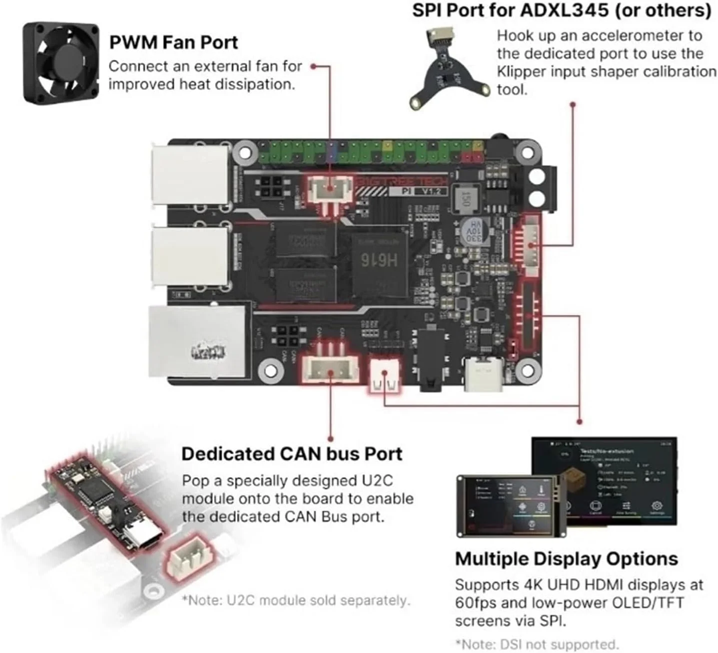 سازگار با برد کامپیوتر BigTreeTech PI V1.2 64-bit Quad-core Cortex-A53 برای پرینترهای سه بعدی - ارتقاء سازگار با Klipper، سازگار با Raspberry Pi، سازگار با جایگزین Orange Pi