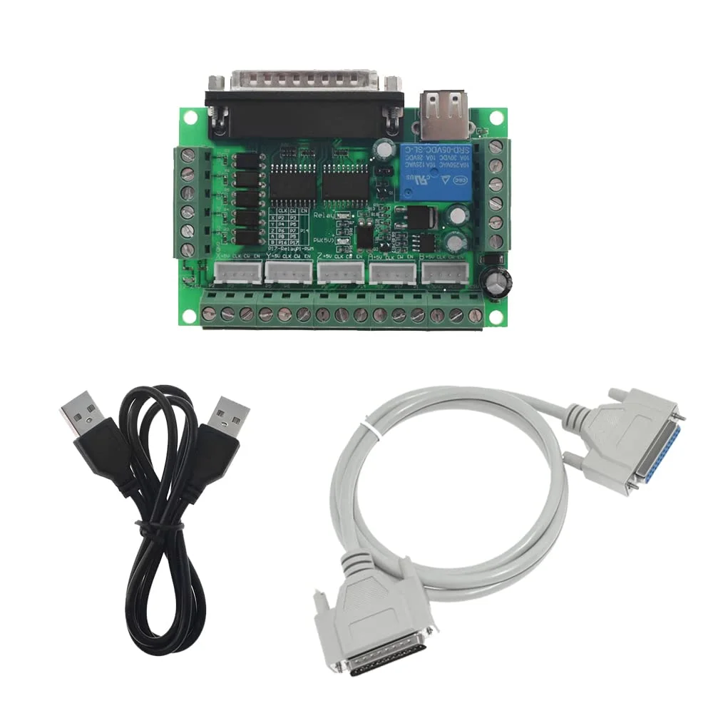 برد خروجی CNC پنج محور برای MACH3 با کابل USB DB25 و کوپلر نوری برای Nema17 و Nema23 کنترلر درایور موتور پله ای - (نوع: A، ولتاژ: آبی)