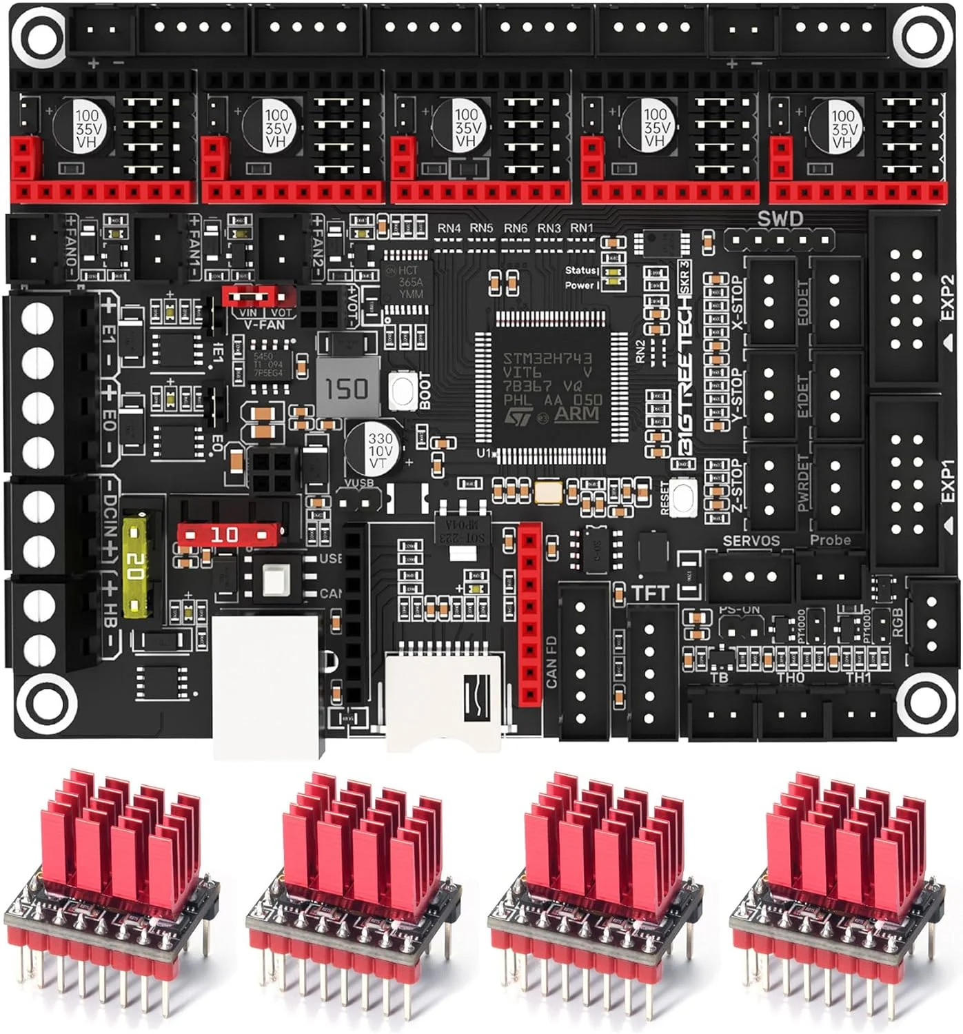 کیت برد کنترل BIGTREETECH SKR 3 + TMC5160T Pro (چهار عدد) پشتیبانی از چاپ پرسرعت