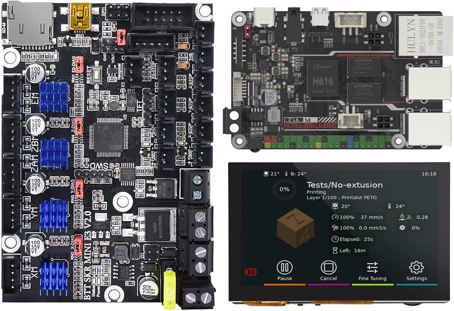 برد کنترل BIGTREETECH SKR MINI E3 V2.0 + صفحه لمسی HDMI5 V1.2 + برد BTT PI V1.2 برای ارتقاء Ender 3/Ender 3 V2/Ender 3 Pro به صفحه لمسی Klipper