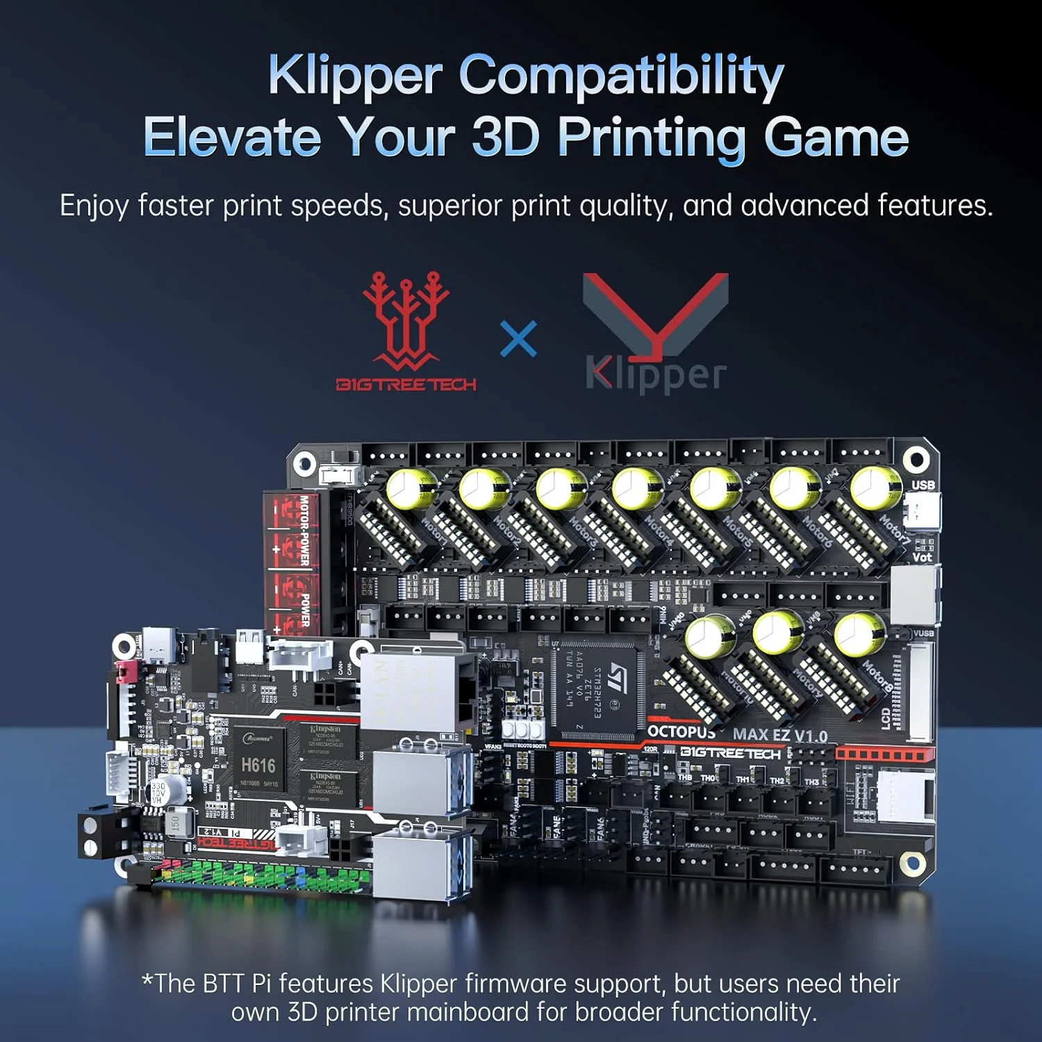 کیت برد کنترل BIGTREETECH Pi + SKR 3 EZ برای پشتیبانی از اجرای فریمور Klipper کیت برد کنترل BIGTREETECH Pi + SKR 3 EZ برای پشتیبانی از اجرای فریمور Klipper