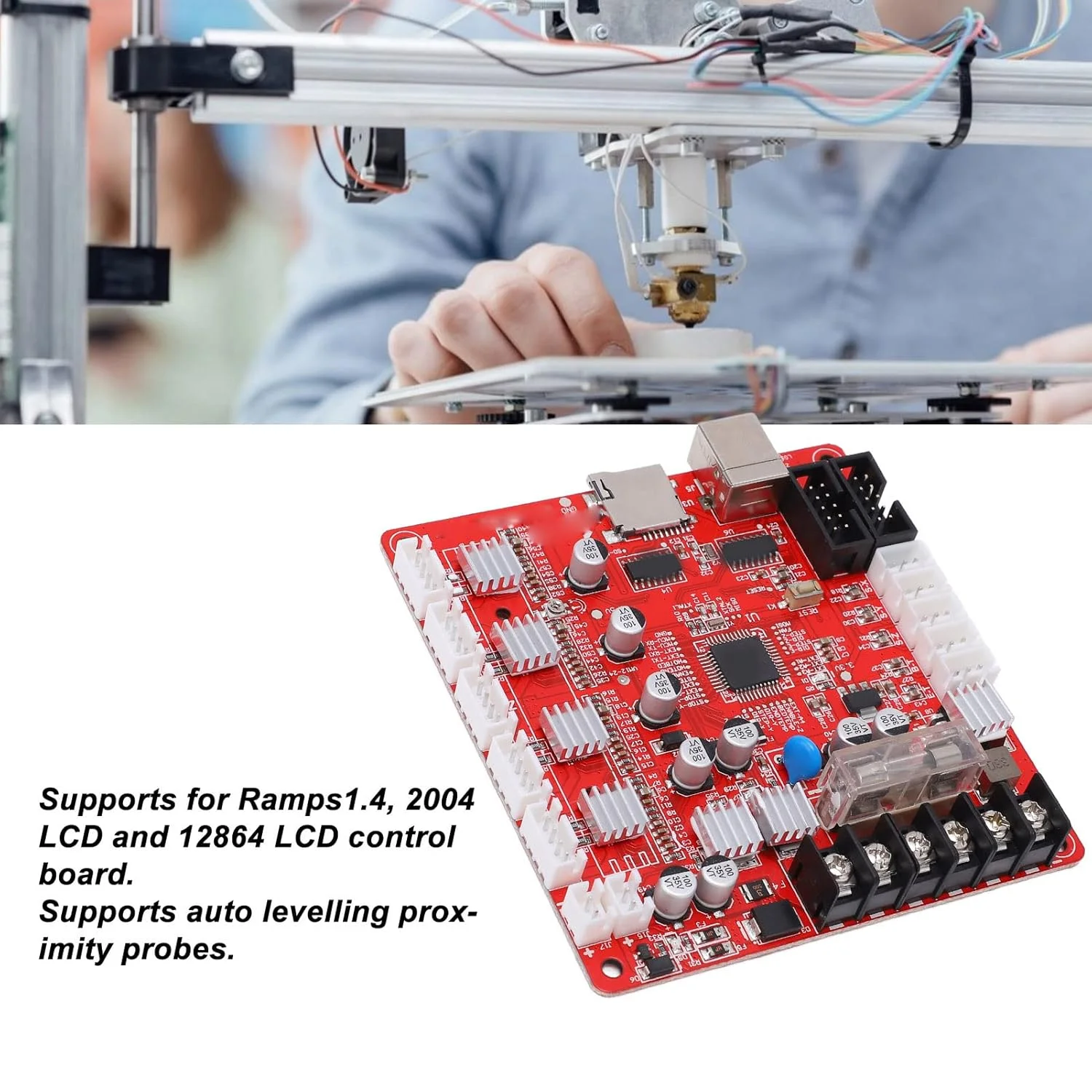 برد اصلی پرینتر سه بعدی، خروجی های PWM DC، برد مدار جایگزین پرینتر سه بعدی، برد کنترل اصلی سنگین برای موتورها و استپرها