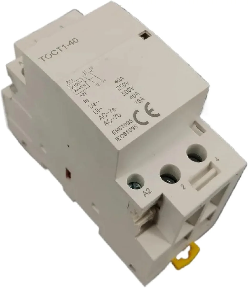 کنتاکتور مدولار 2 پل 40 آمپر 220 ولت/230 ولت AC، نصب روی ریل DIN برای مصارف خانگی - جمع و جور، بی صدا و دارای گواهینامه CE