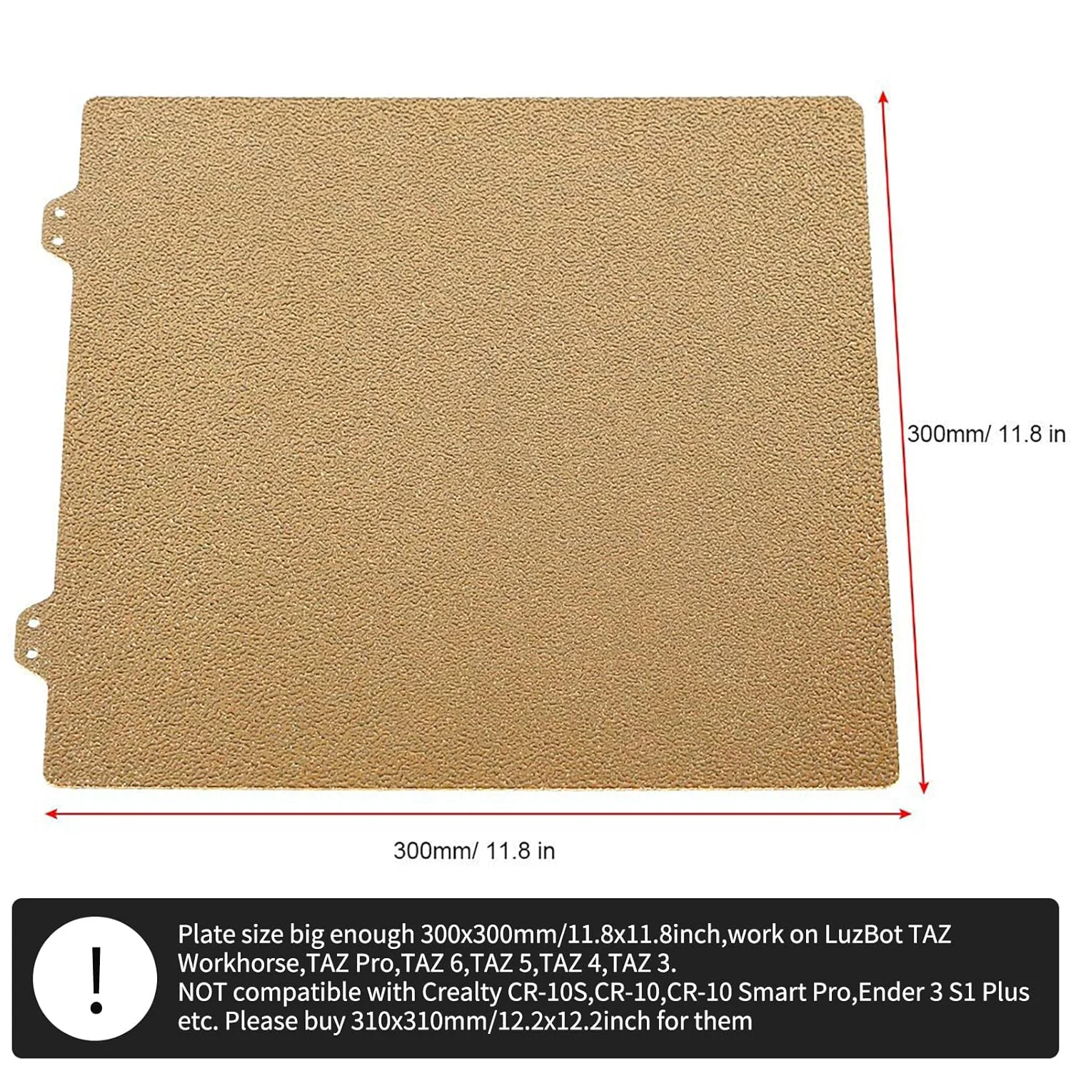 صفحه ساخت دو طرفه بافت‌دار PEI برای پرینت سه بعدی FYSETC، ورق فولادی فنری: سطح ساخت با بافت انعطاف‌پذیر با پوشش پودری سازگار با پرینتر سه بعدی TAZ 6