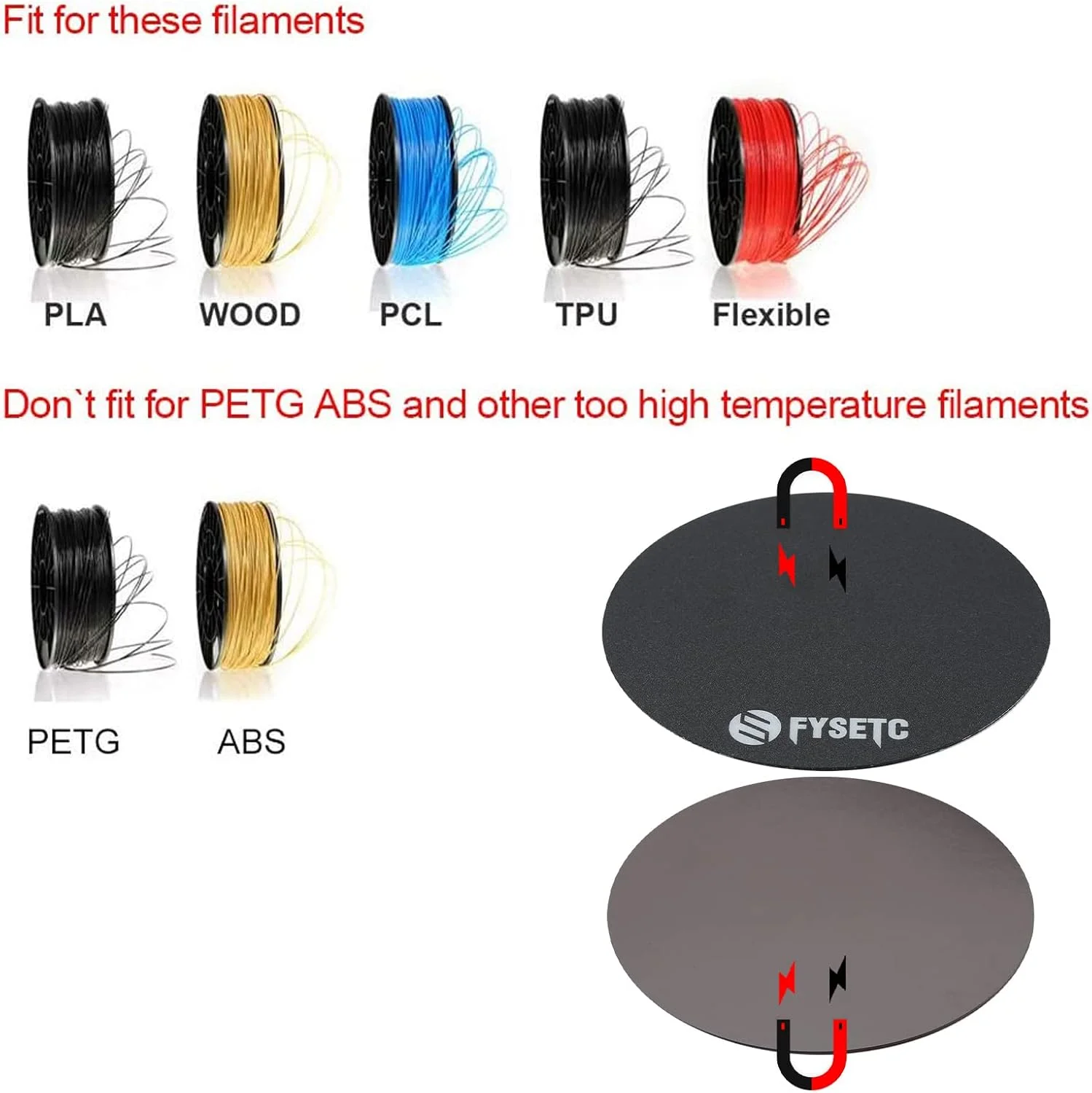 صفحه ساخت چاپ سه بعدی FYSETC گرد 120 میلی‌متری فوق‌العاده انعطاف‌پذیر و قابل جابجایی، سطح ساخت بستر گرم شونده، استیکر بستر داغ برای قطعه چاپگر سه بعدی Monoprce MP Select Mini Delta