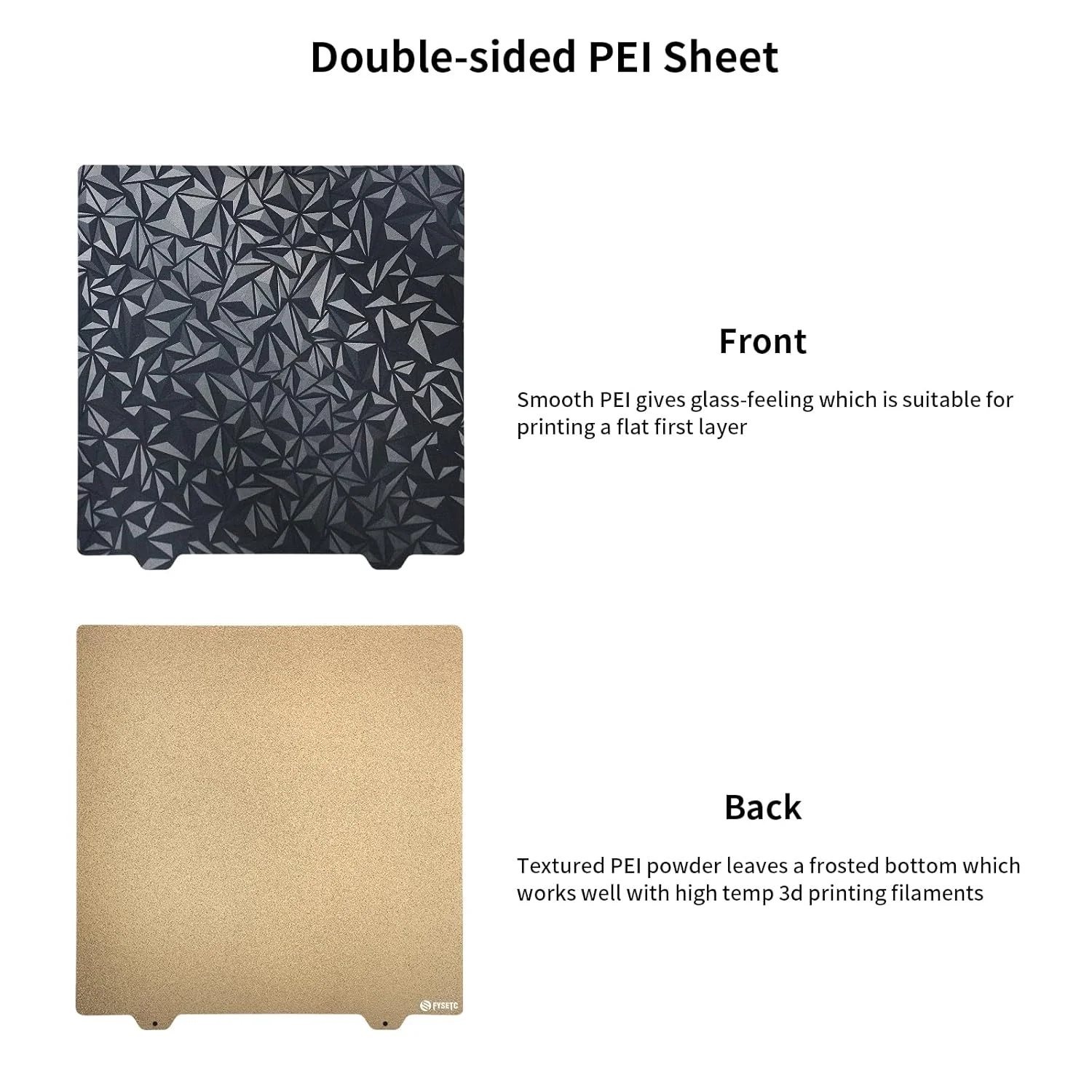 صفحه ساخت پرینتر سه بعدی FYSETC CR10، صفحه چاپ دو طرفه PET صاف + بافت PEI فقط 310x310 میلی متر، ورق فولادی فنری بدون برچسب مغناطیسی برای CR10S Artilery SW-X1/X2، Ant A8 Plus